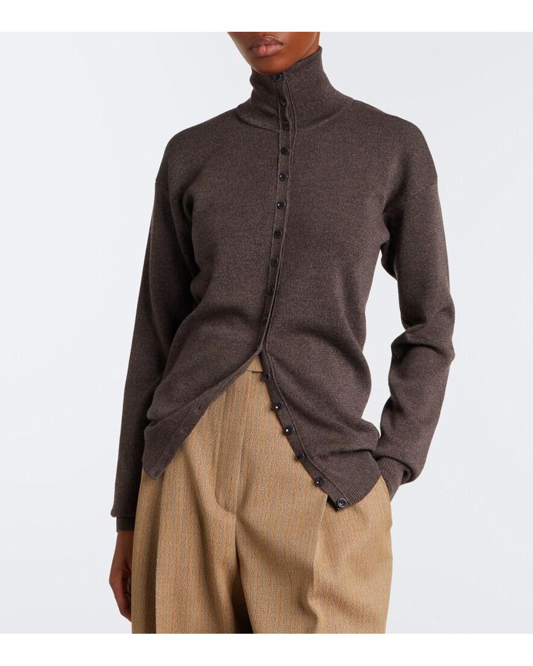 Lemaire Brown Wool Cardigan