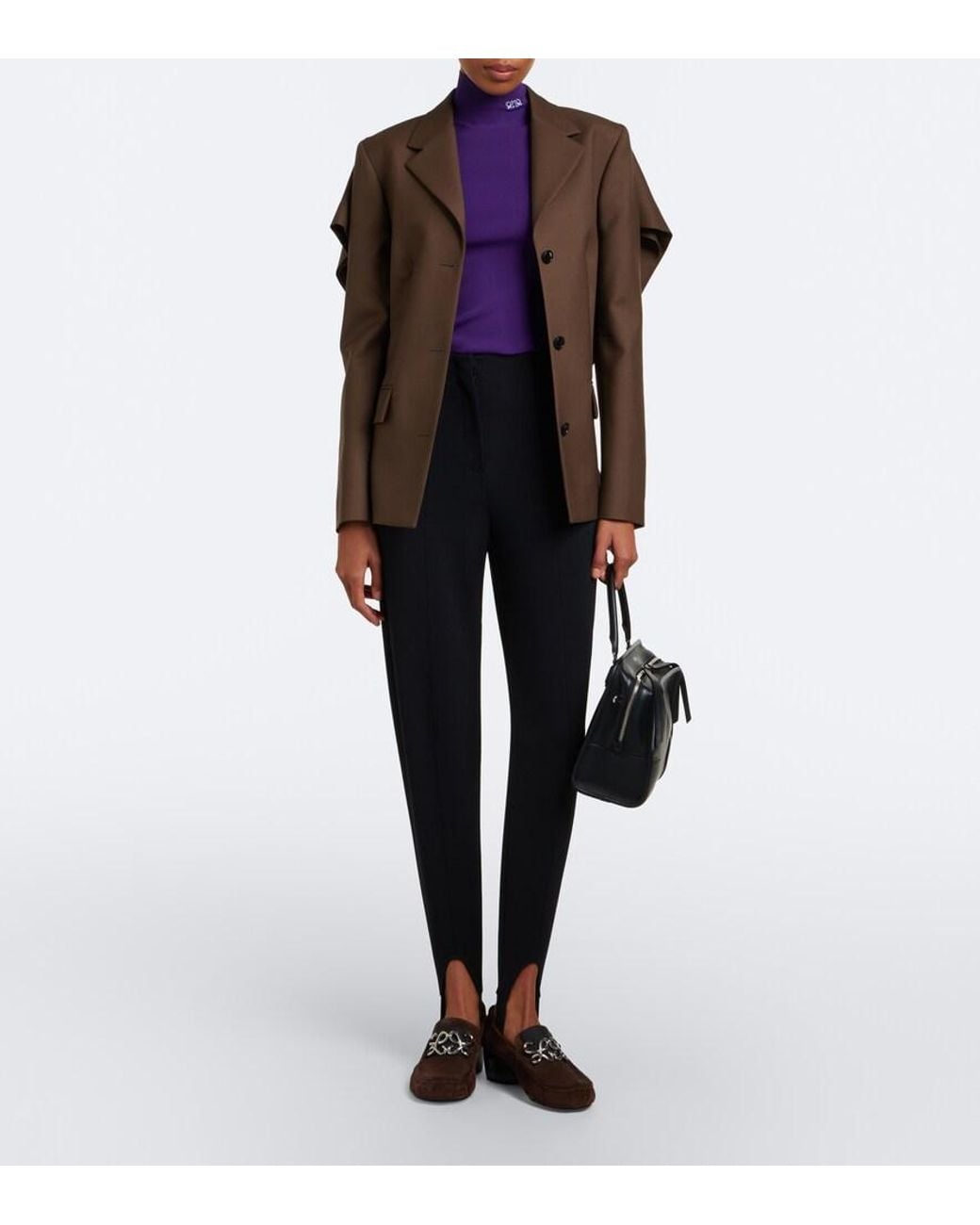 Loewe Brown Dive Double L Suede Loafer Pumps