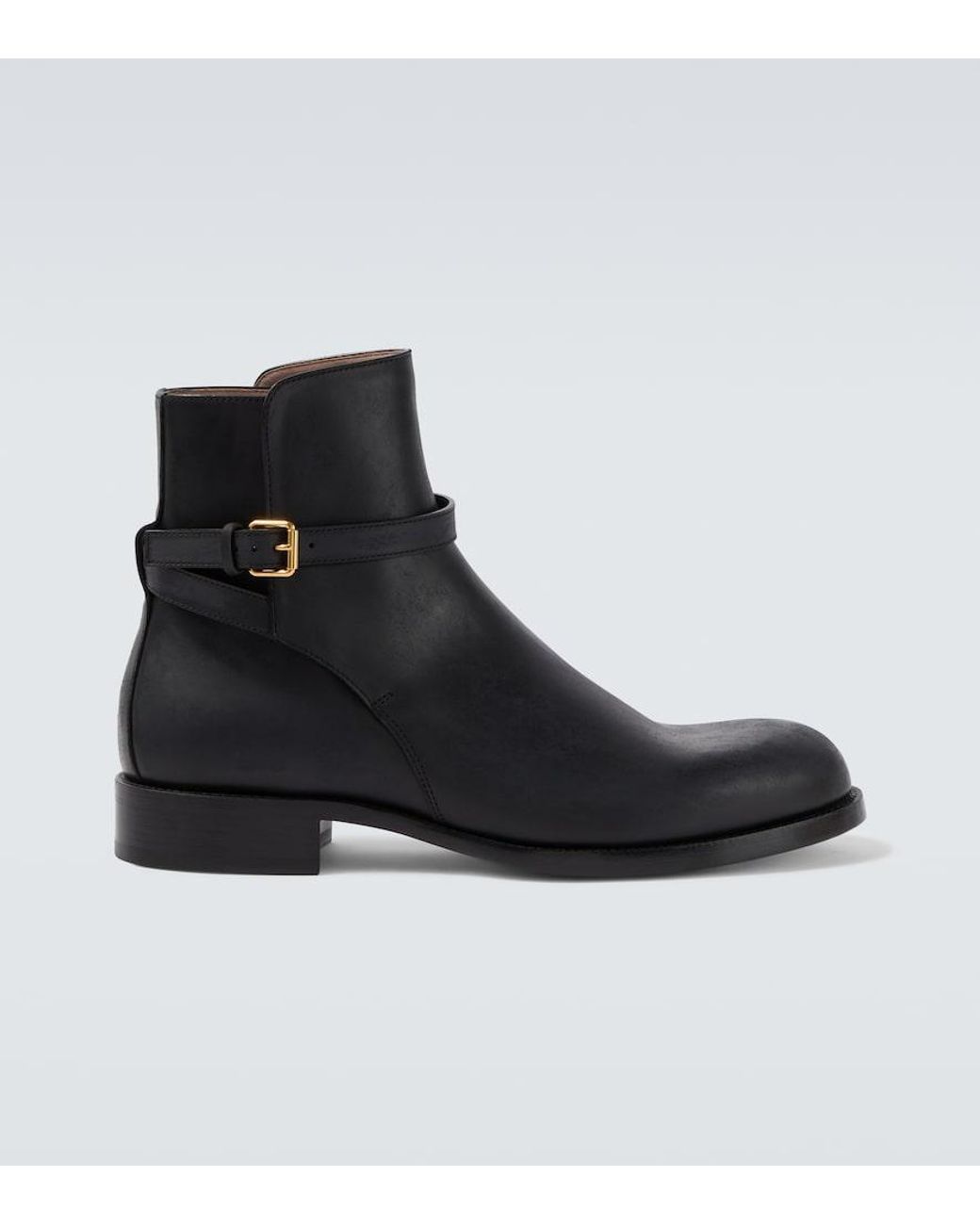 The Row Black Nobilis Leather Ankle Boots for men