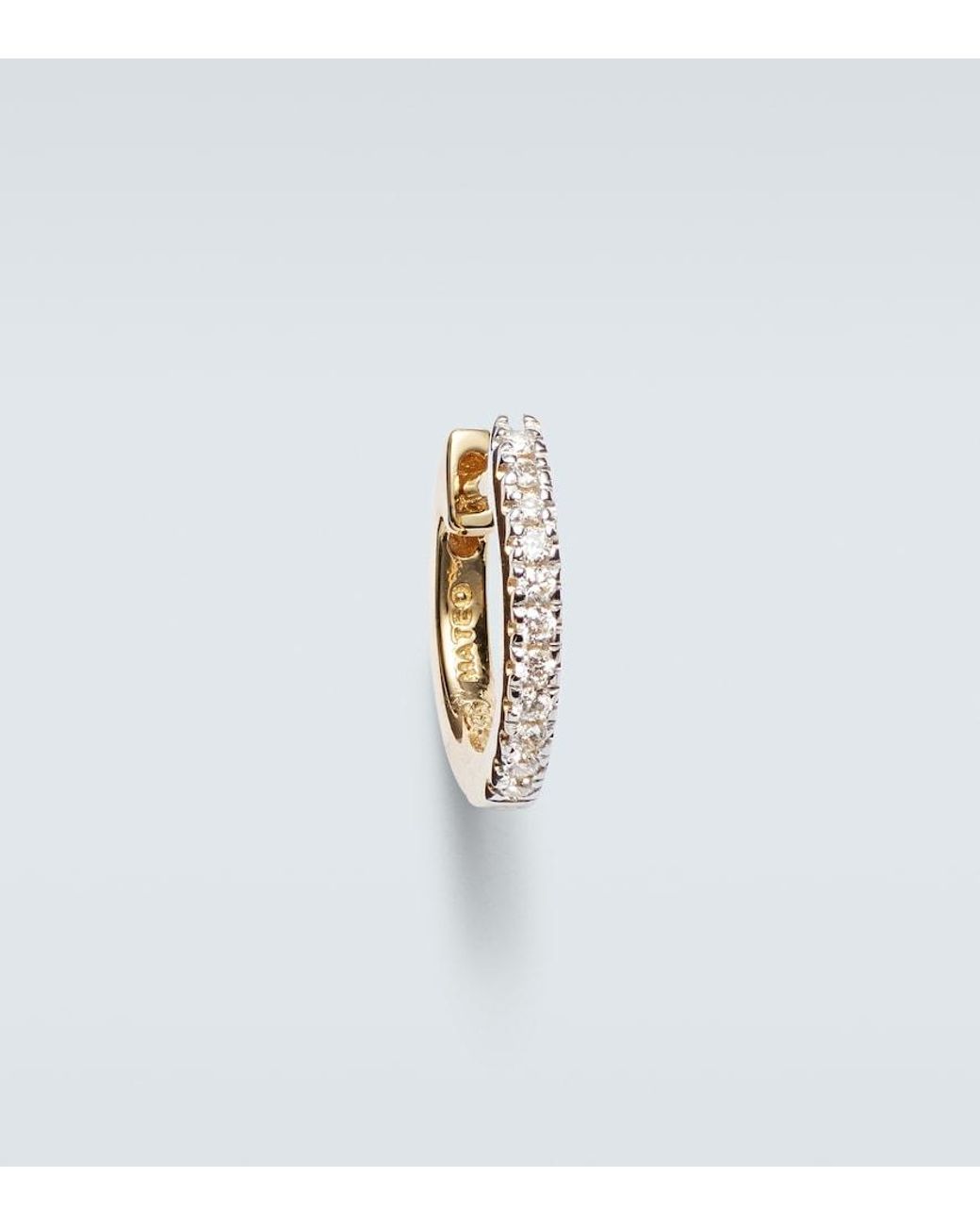 Mateo White 14Kt Single Hoop Earring With Diamonds for men