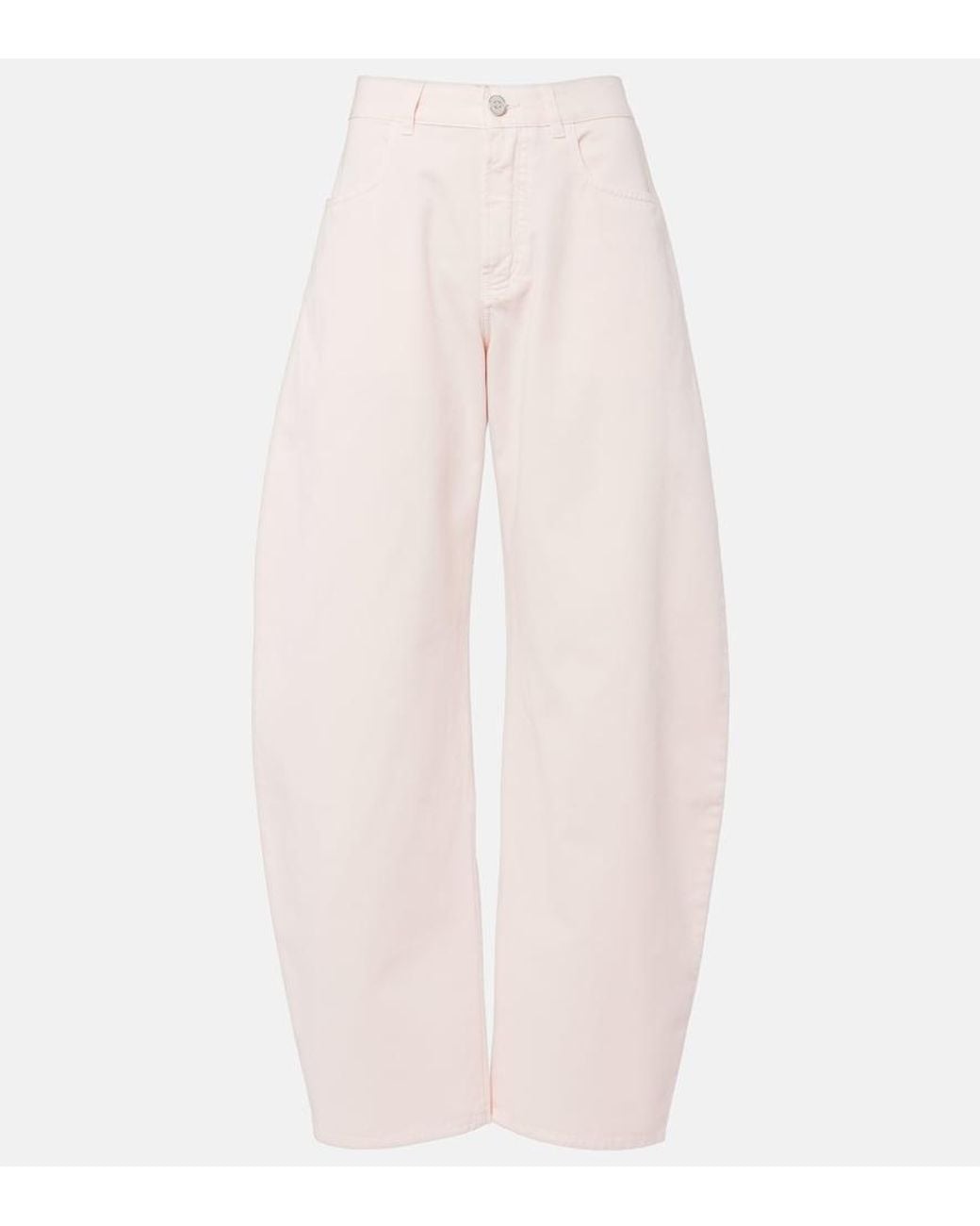 Alaïa Pink High-Rise Barrel-Leg Jeans