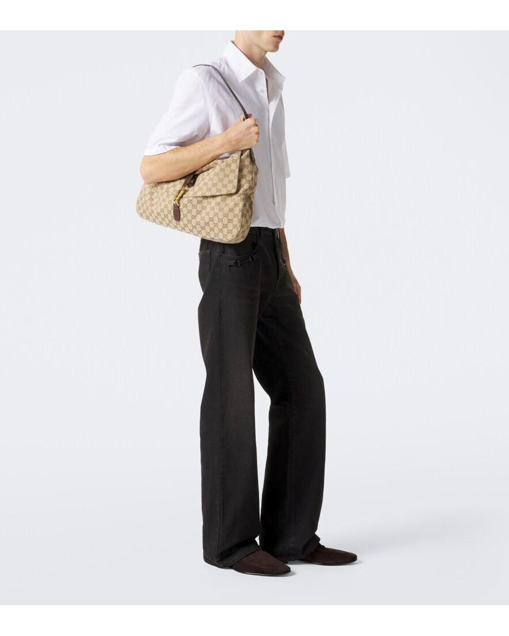 Gucci Brown Como Horsebit Suede Loafers for men