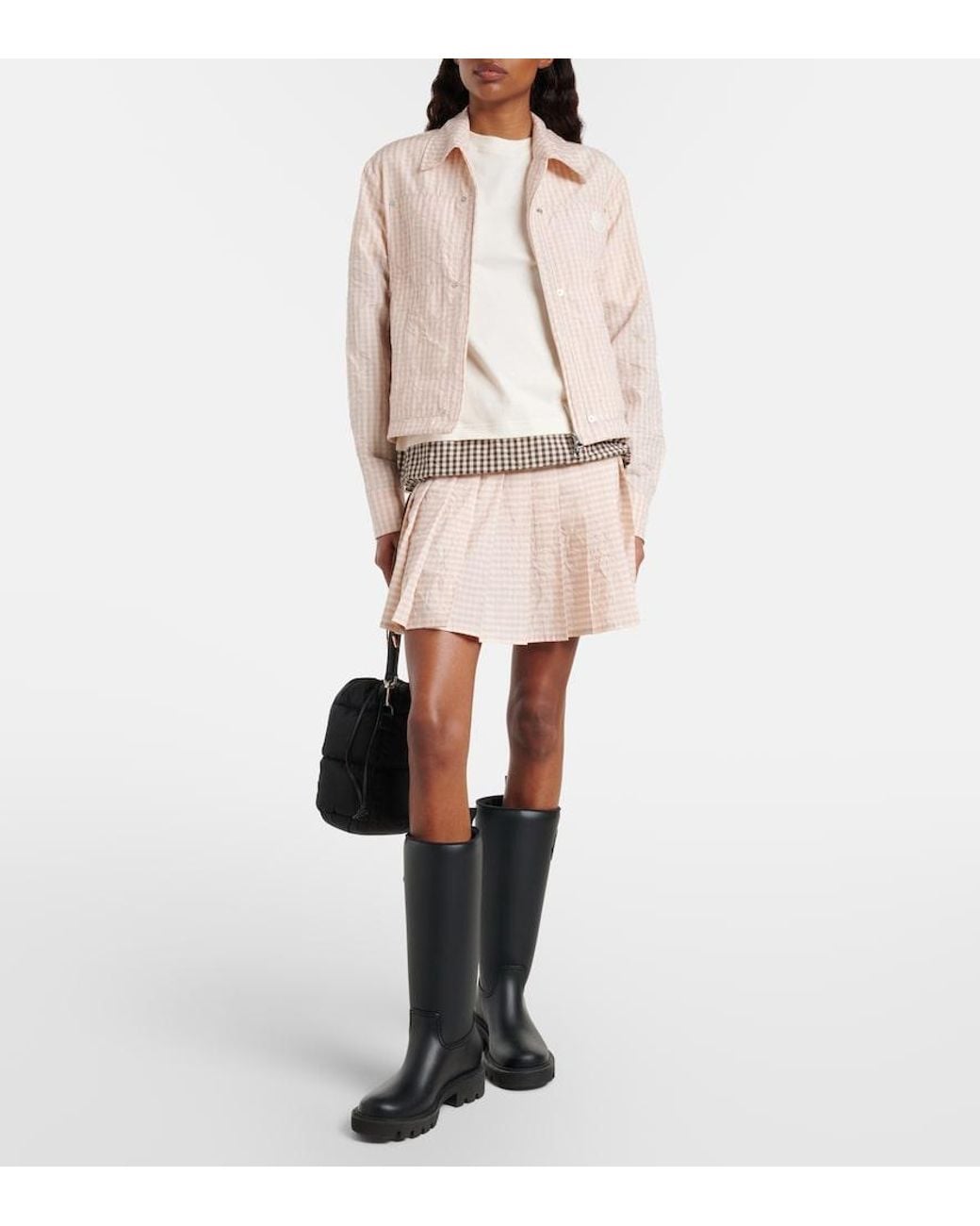 Moncler Natural Gingham Cotton-Blend Jacket