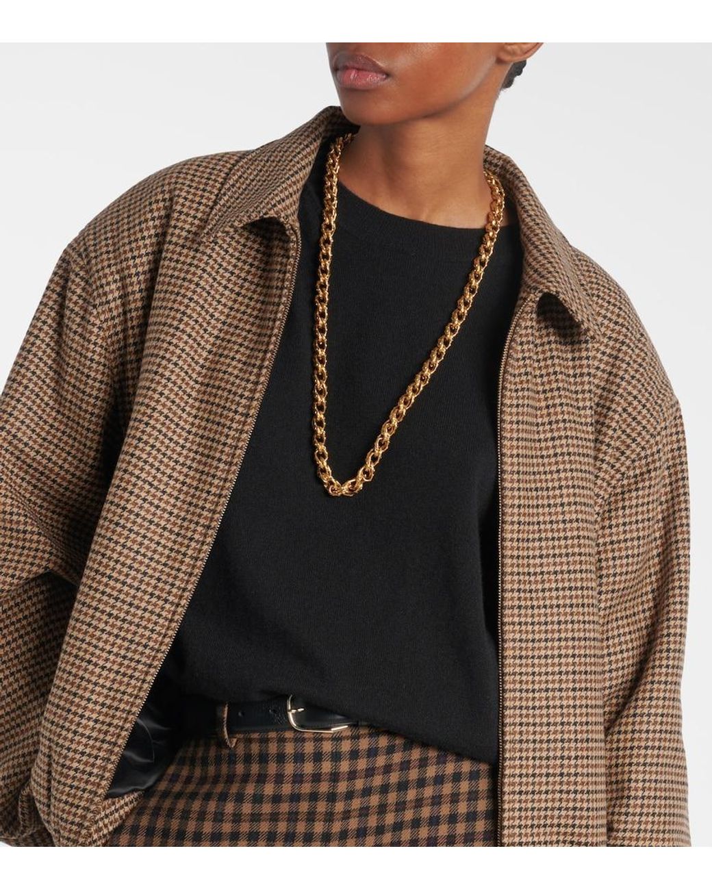 Saint Laurent Metallic Cassandre Chain Necklace