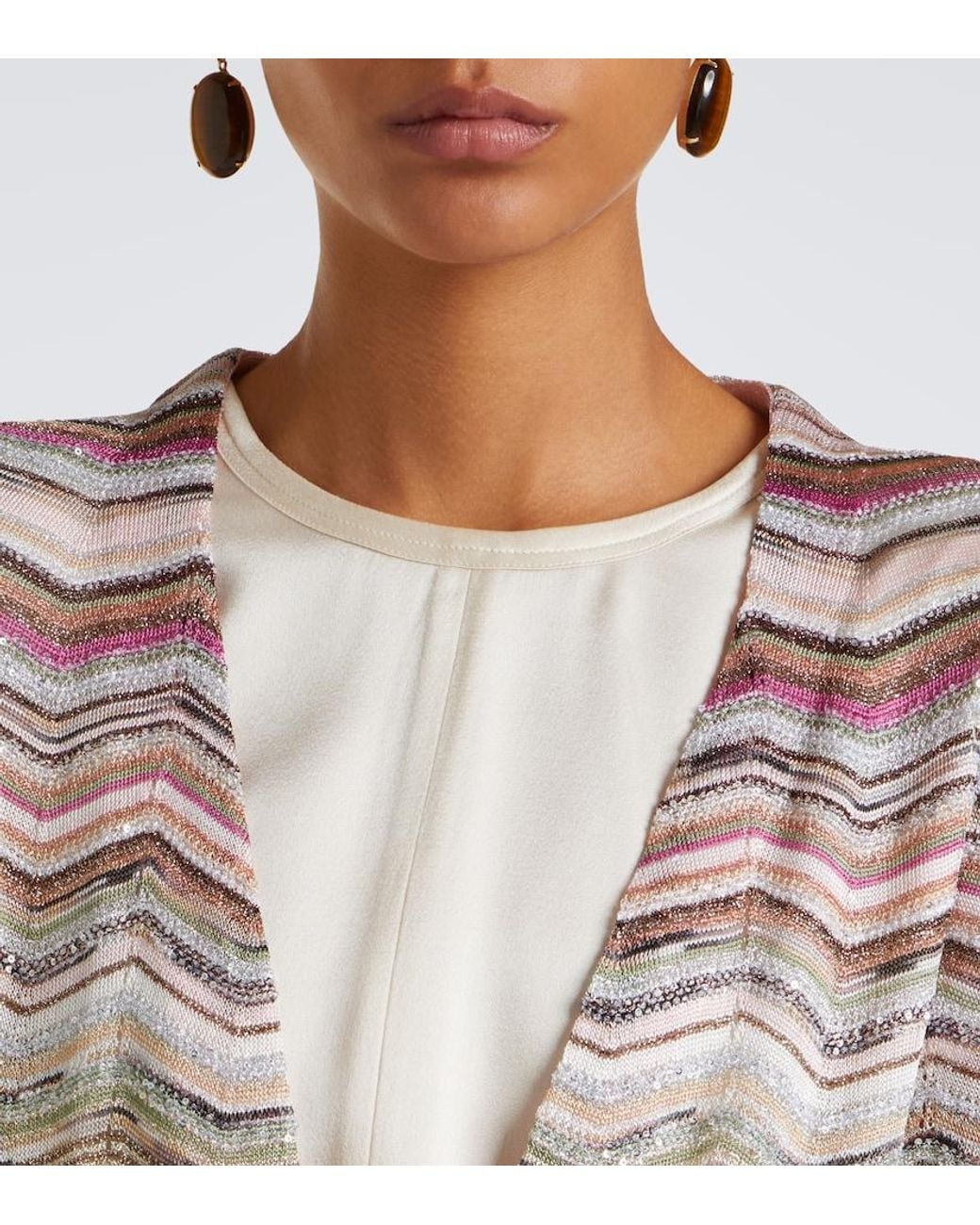 Missoni Gray Zigzag Lame Cardigan