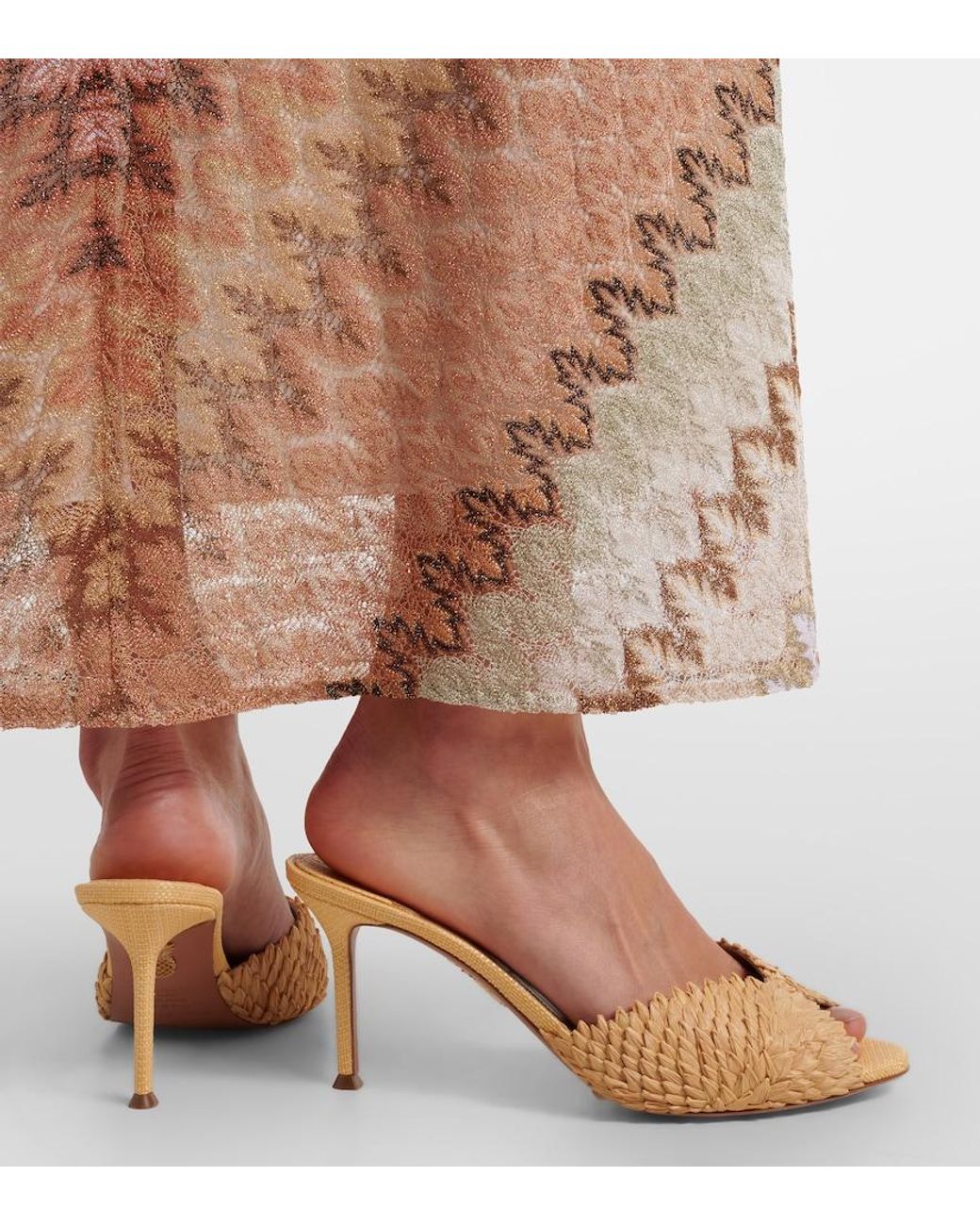 Aquazzura Natural Rio Flirt Raffia Mules