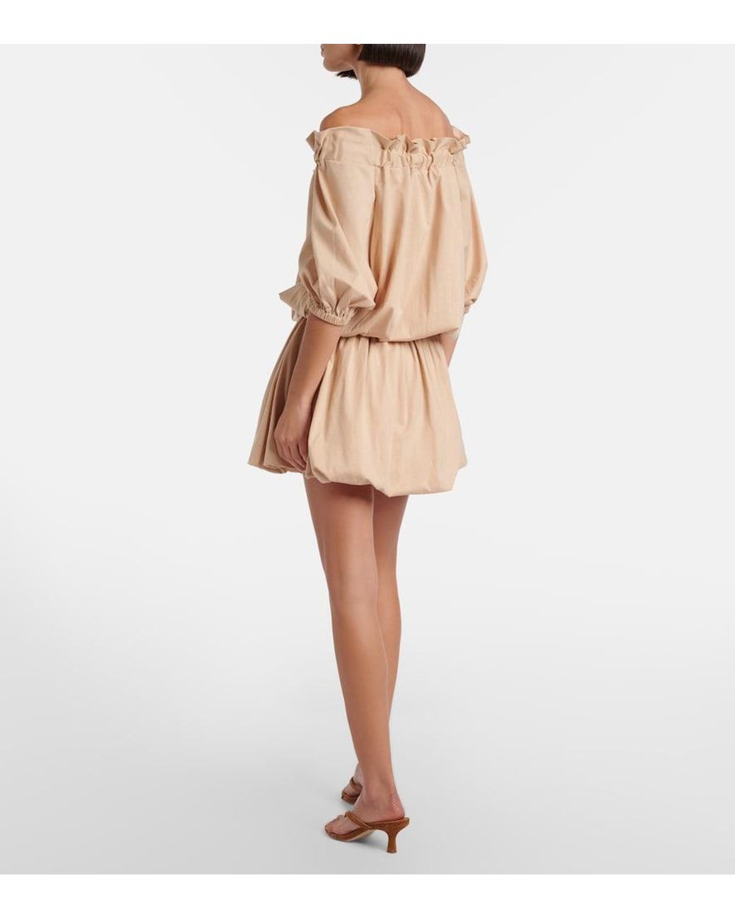 Patou Natural Tie-Neck Cotton Faille Minidress