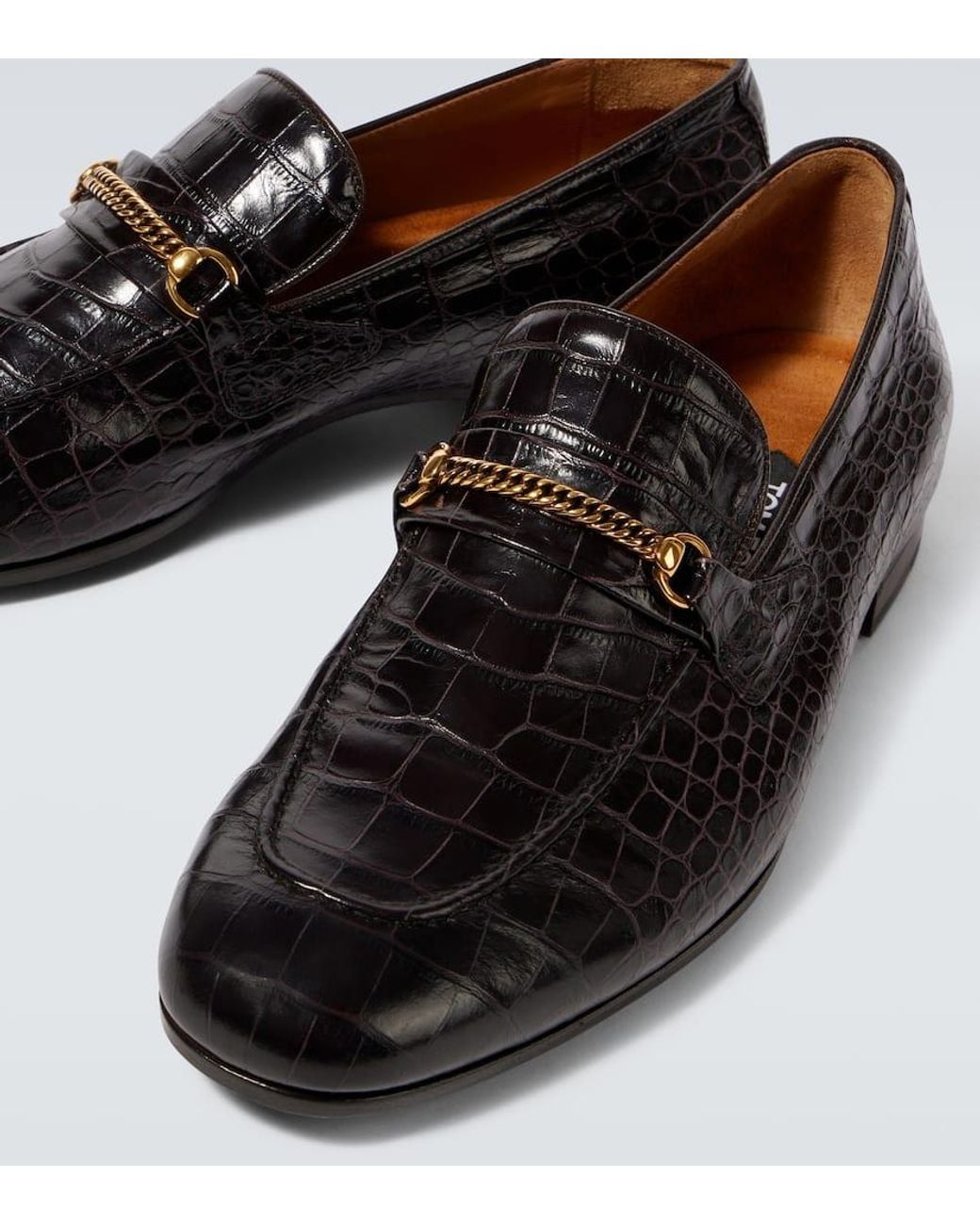 Tom Ford Black Gigi Croc-Effect Leather Loafers for men