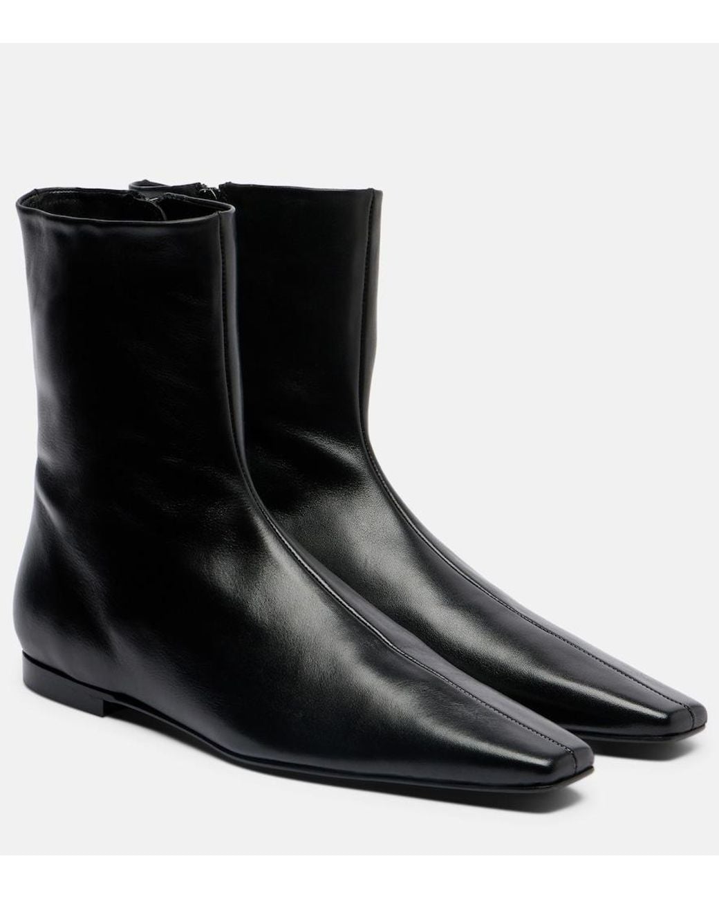 Totême Black Leather Ankle Boots