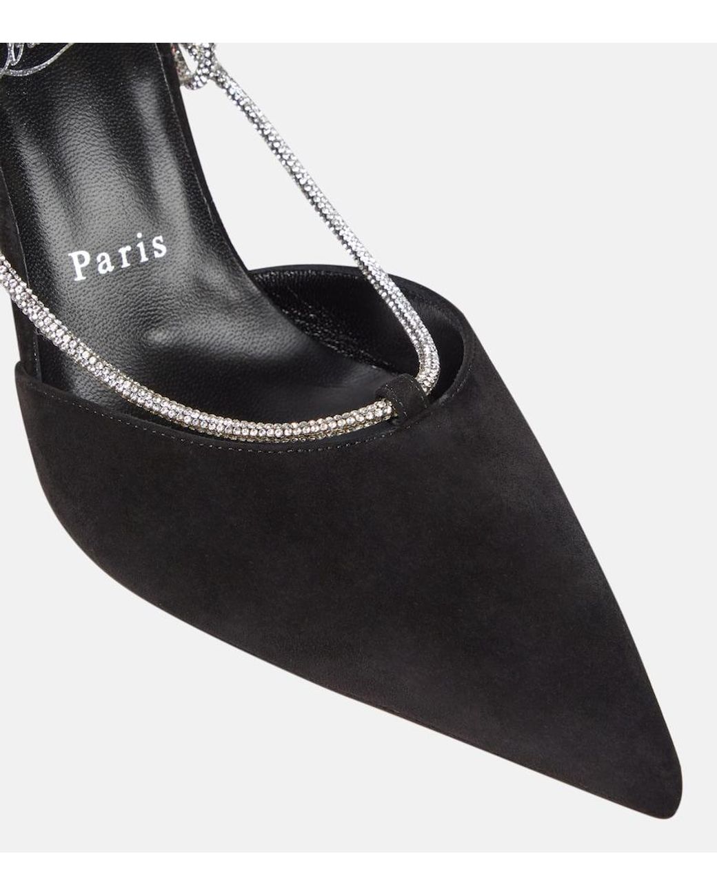 Christian Louboutin Black 85Mm Astrid Suede & Crystal Heels