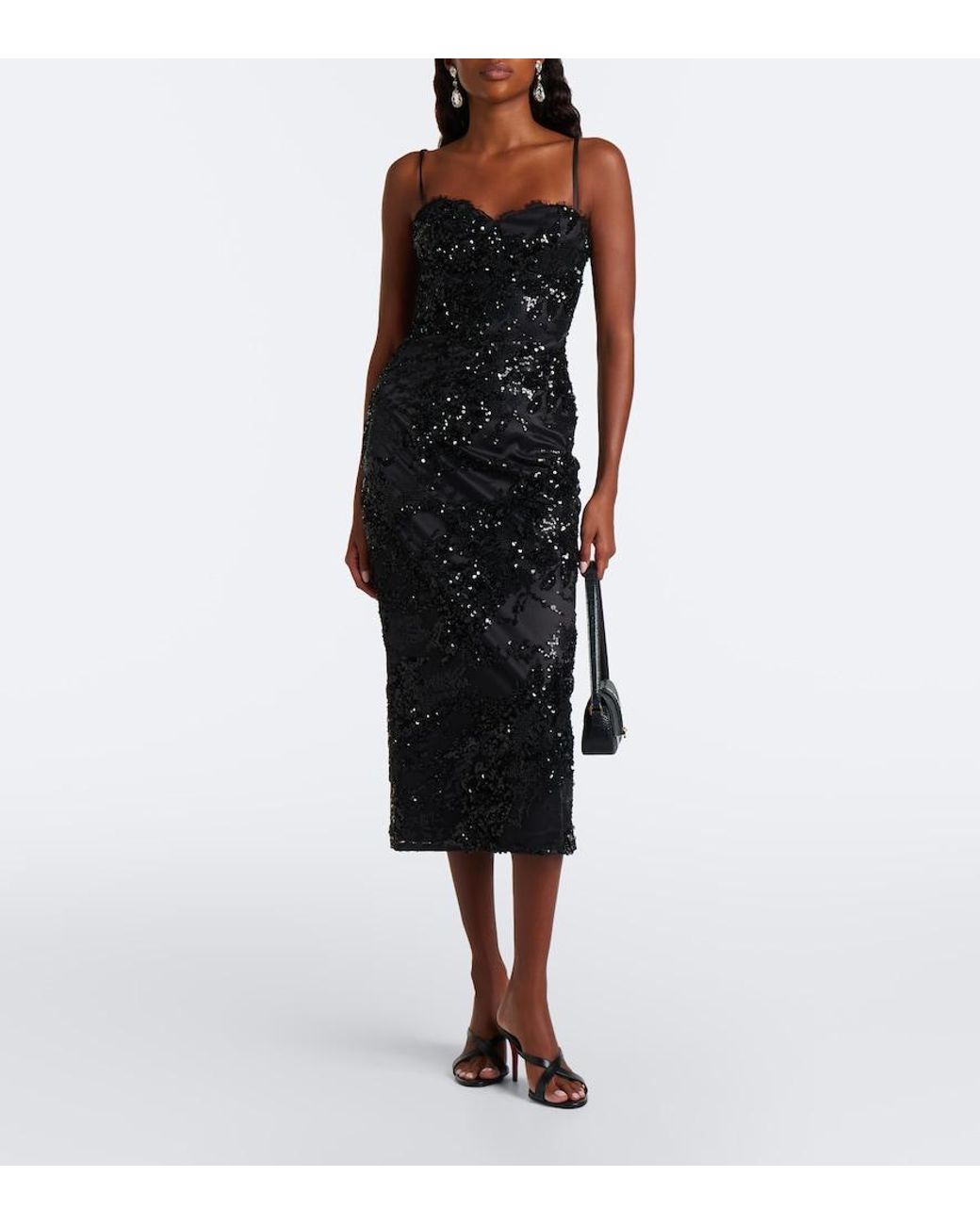 Rebecca Vallance Black Beau Sequined Cocktail Dress