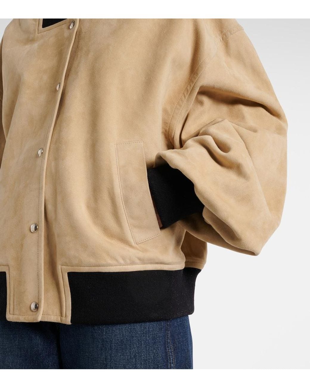 Khaite Natural Spence Suede Bomber Jacket