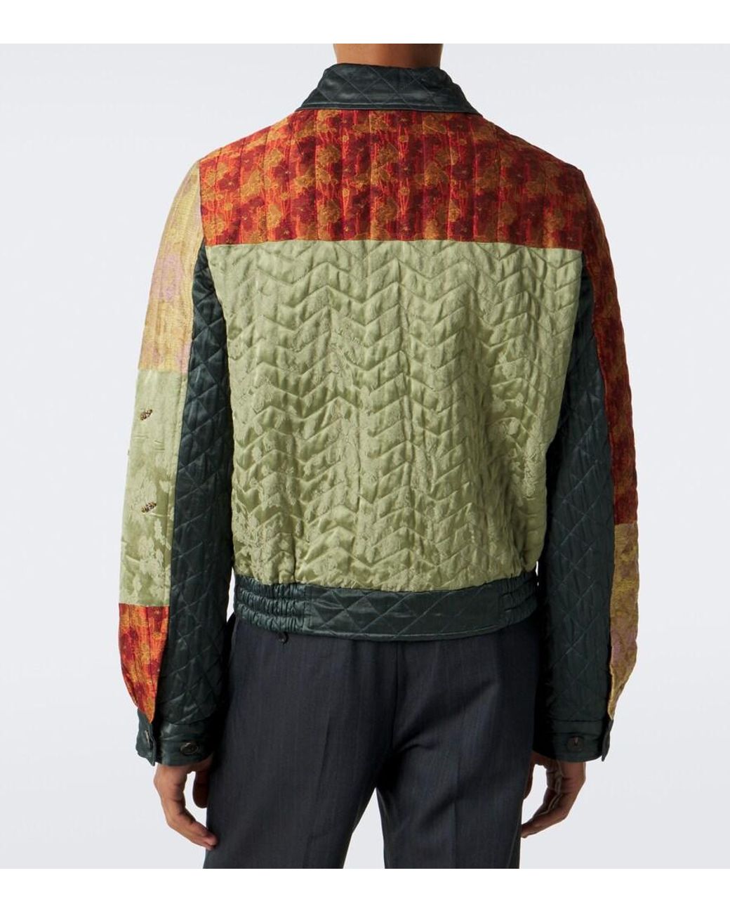 Dries Van Noten Red Embellished Patchwork Blouson Jacket for men