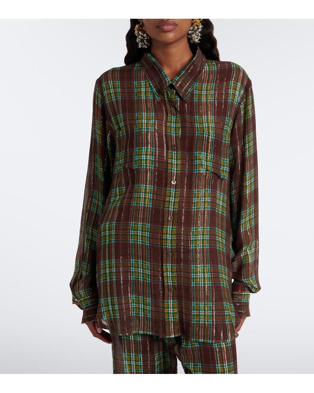 Dries Van Noten Green Checked Shirt