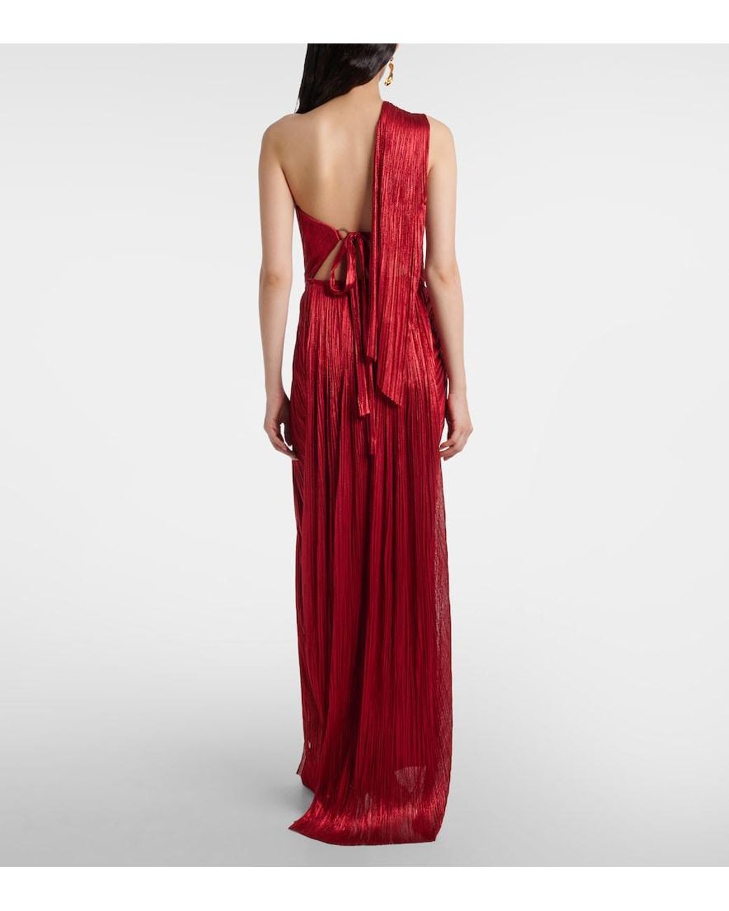 Maria Lucia Hohan Red Claudine Scarf-Detail Silk Mousseline Gown