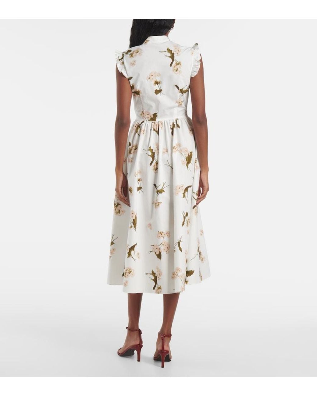 Erdem Natural Floral Cotton Poplin Midi Dress
