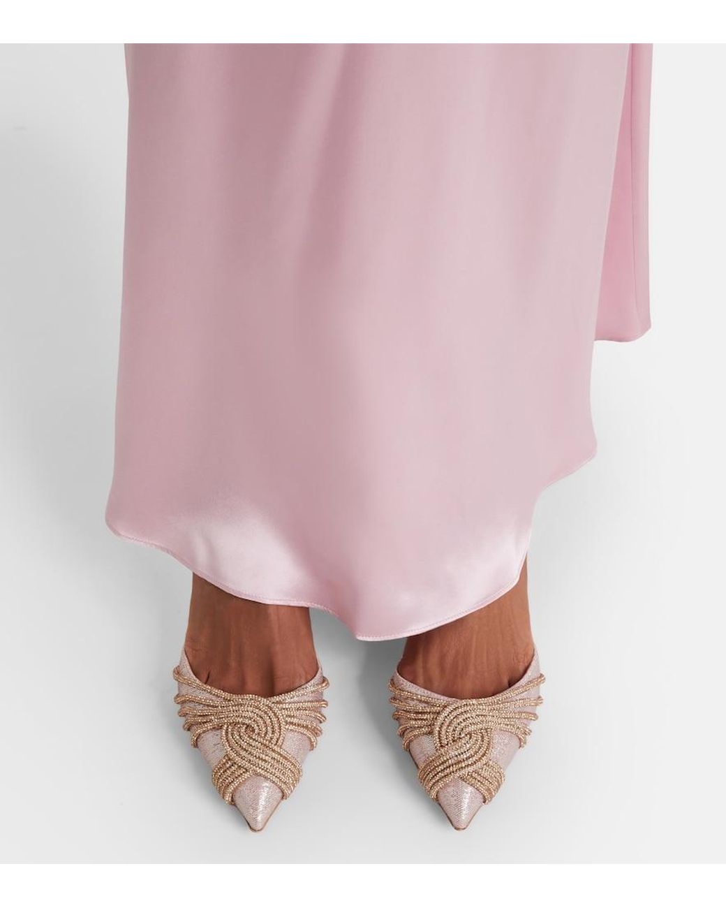 Aquazzura Pink Gatsby 50 Embellished Slingback Pumps