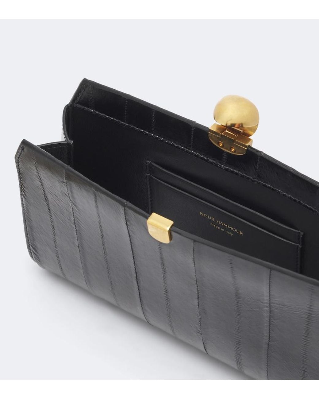 Nour Hammour Black Lou Eel Leather Clutch