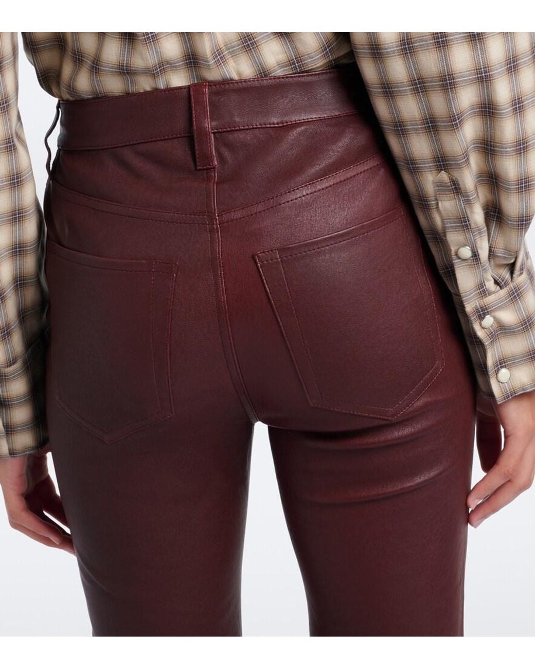 FRAME Purple Leather Bootcut Pants