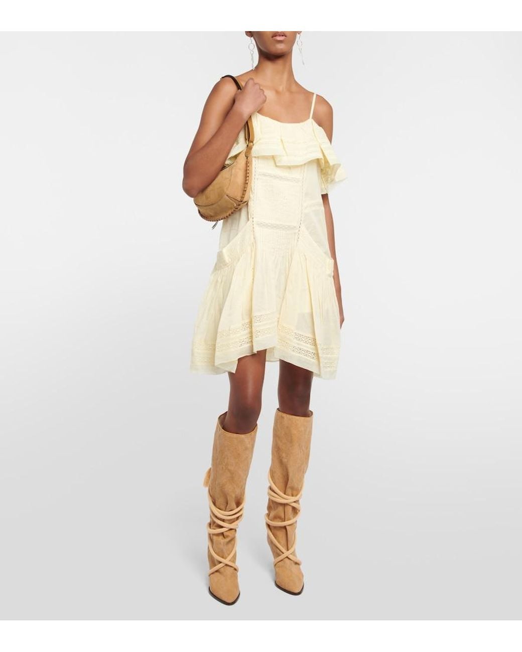 Isabel Marant Yellow Embroidered Cotton Minidress