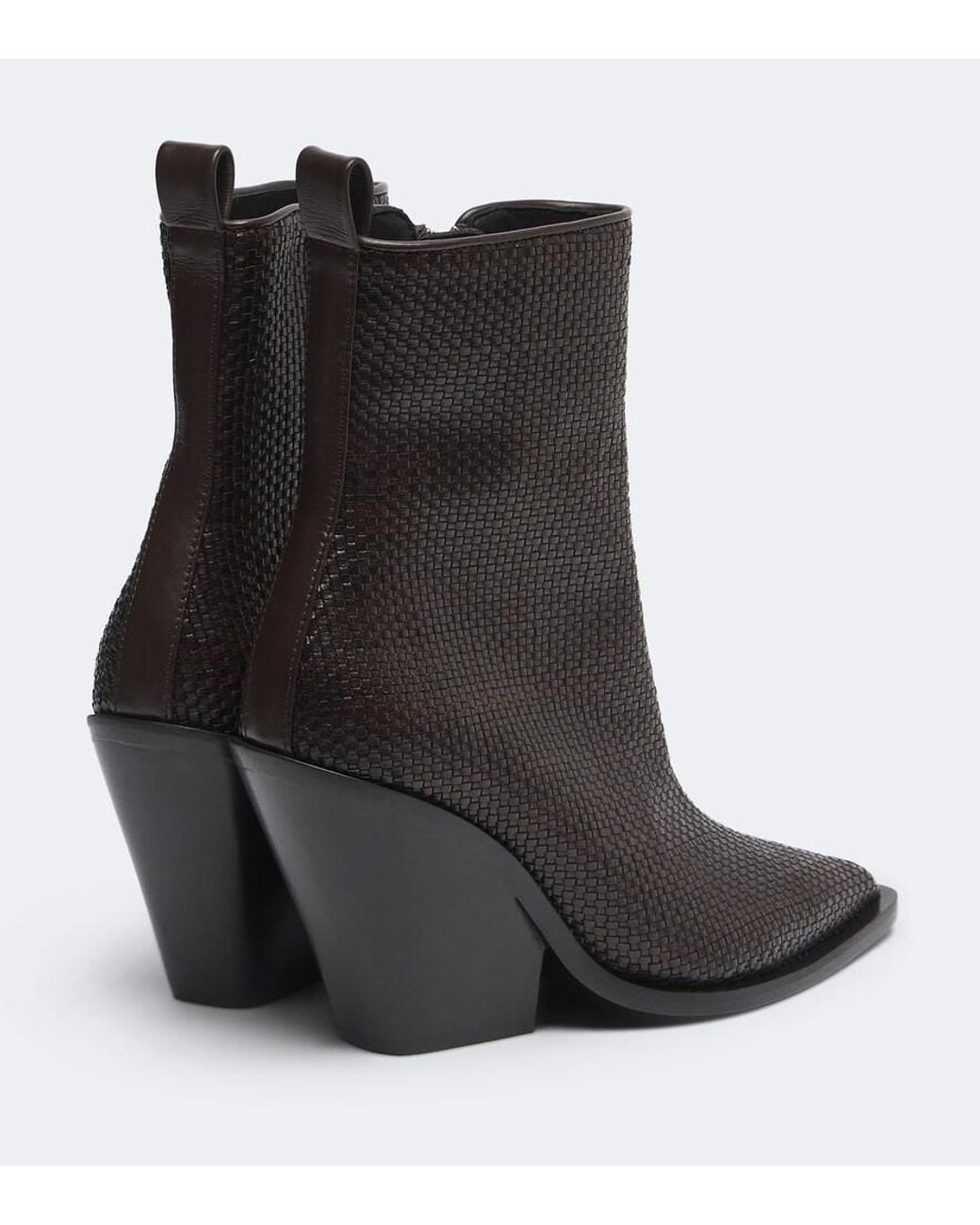 Souliers Martinez Black Colorado Woven Leather Ankle Boots