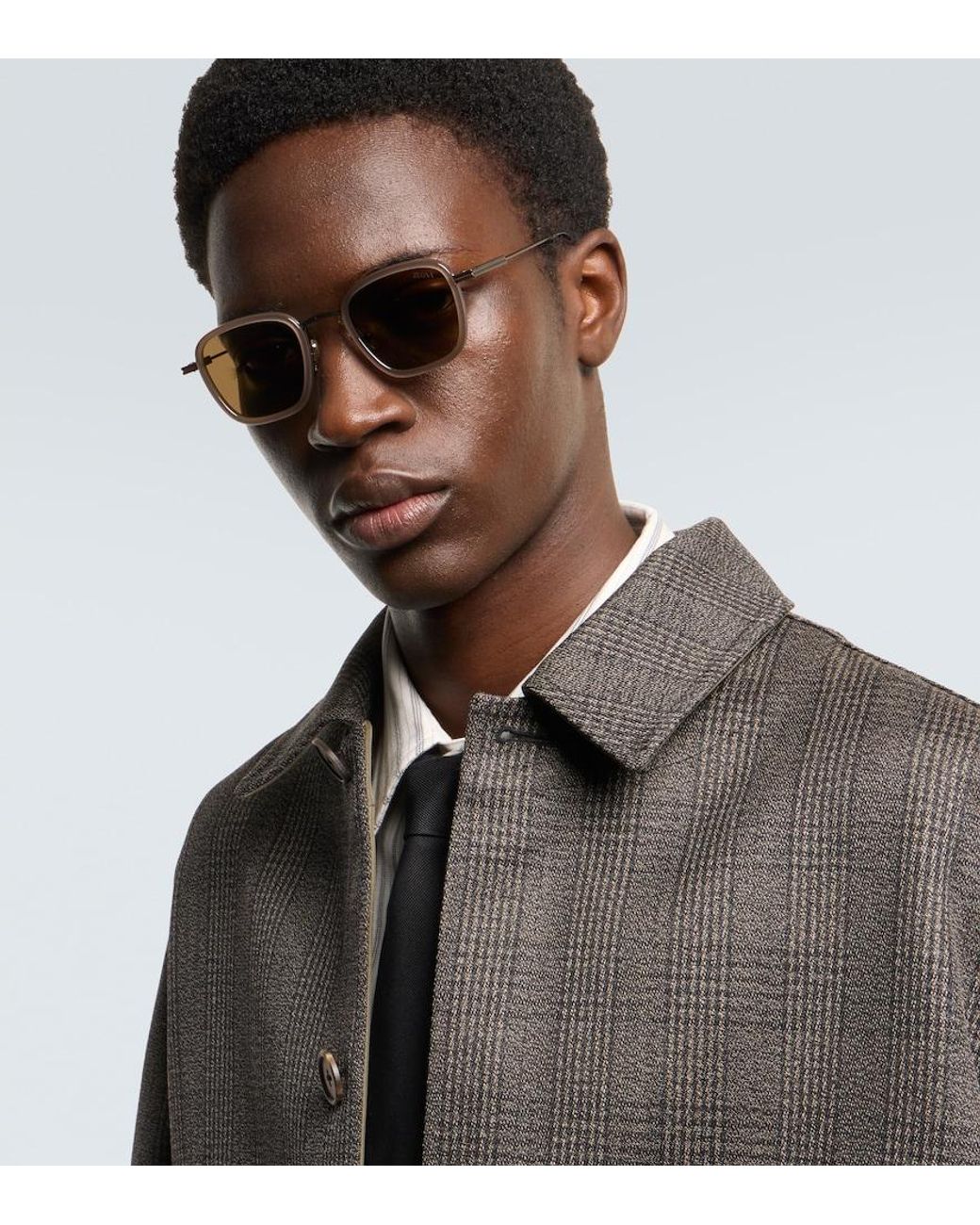 Zegna Brown Square Sunglasses for men