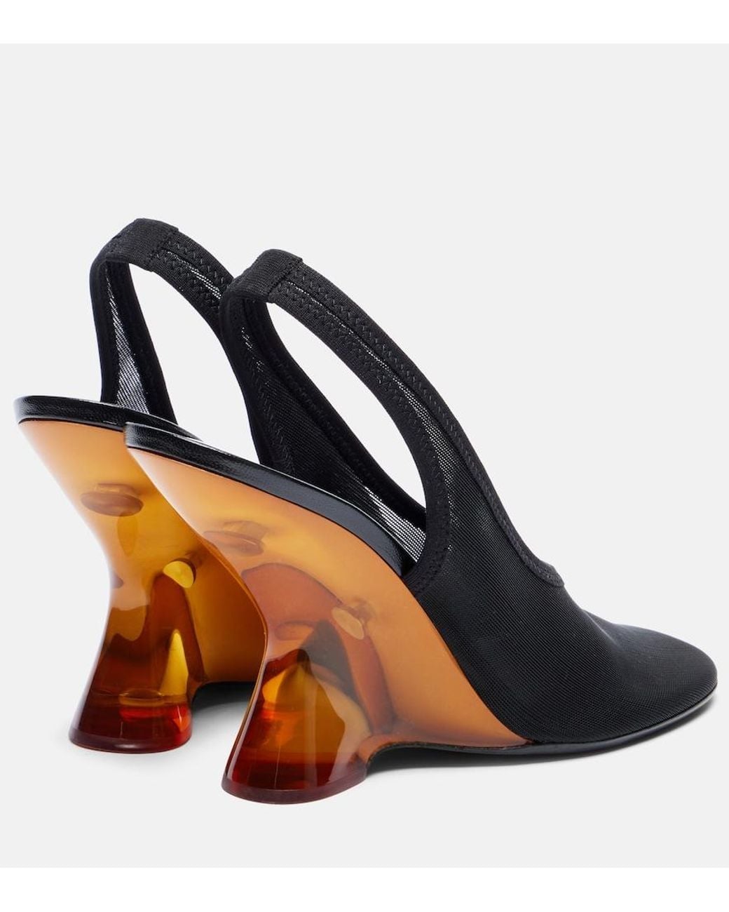 Dries Van Noten Black Mesh Wedge Slingback Pumps