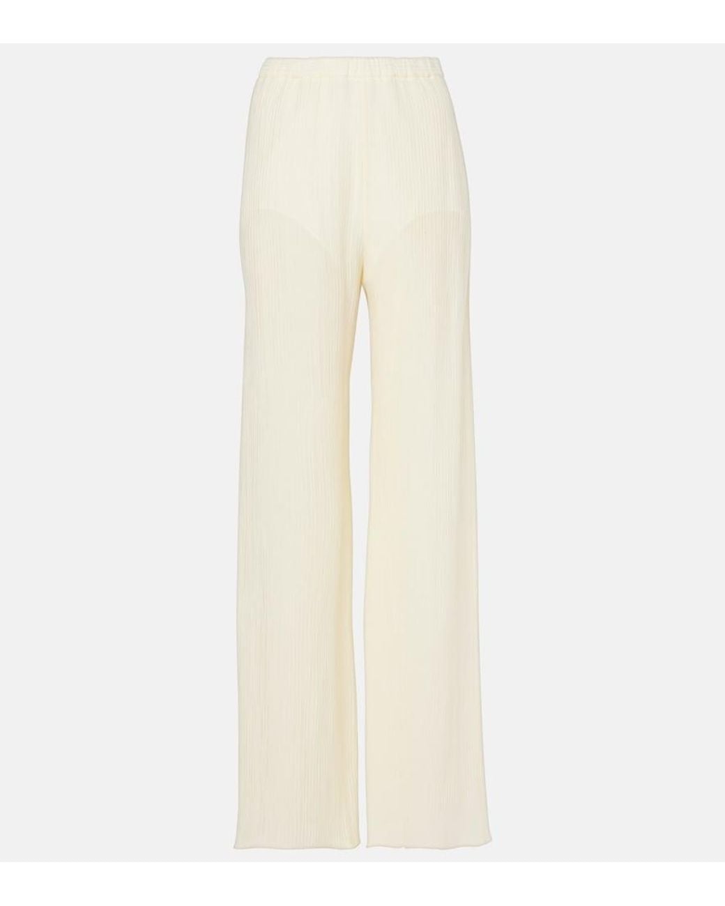 Taller Marmo White Zoagli Cotton And Silk-Blend Straight Pants