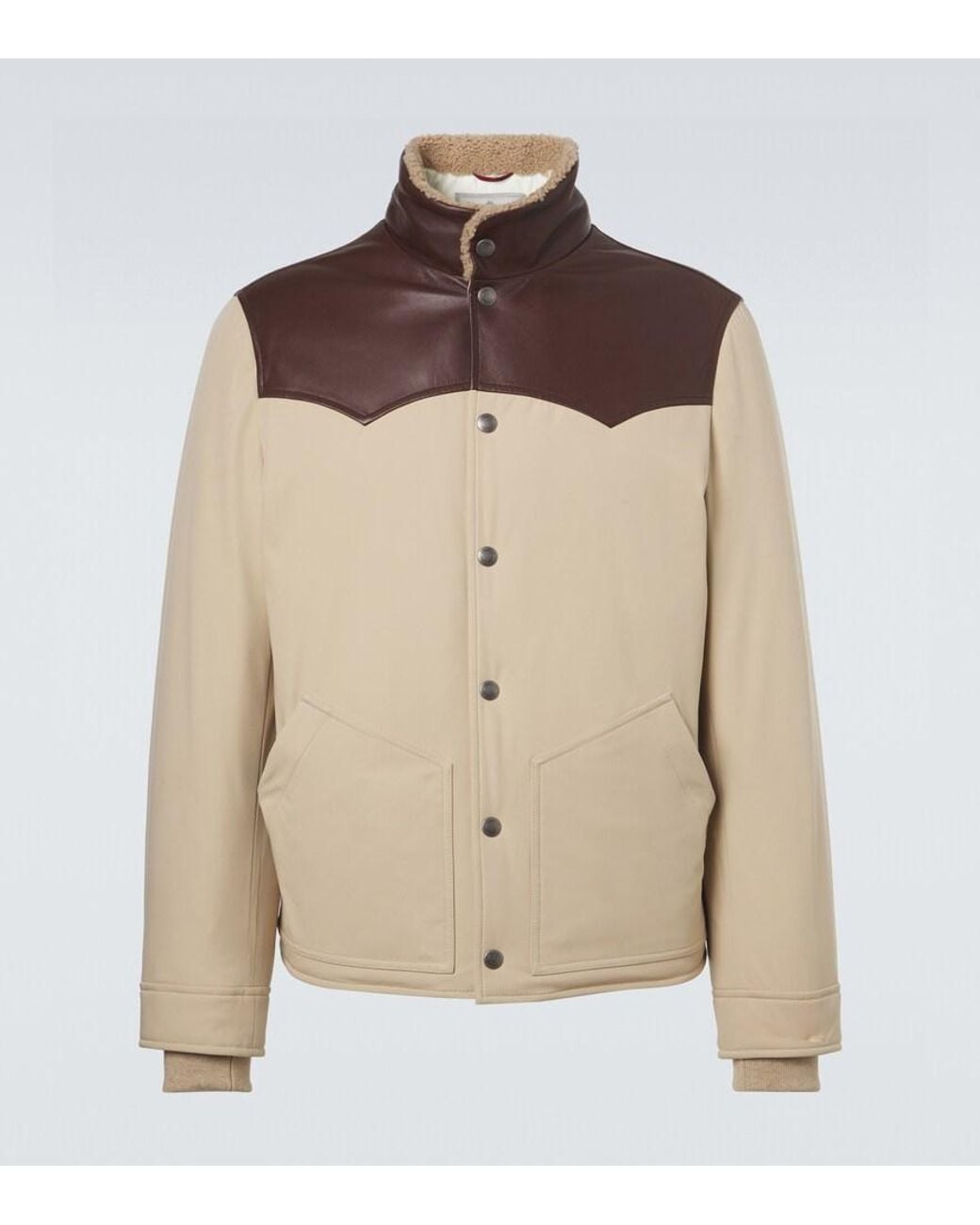 Brunello Cucinelli Natural Leather-Trimmed Down Jacket for men