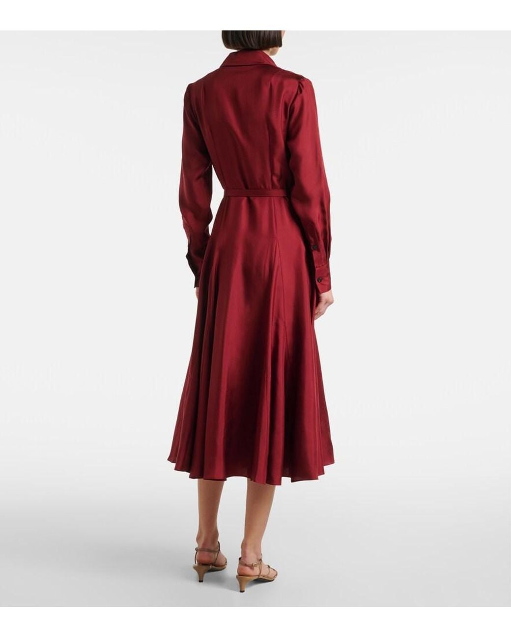Emilia Wickstead Red Riko Belted Silk Twill Shirt Dress