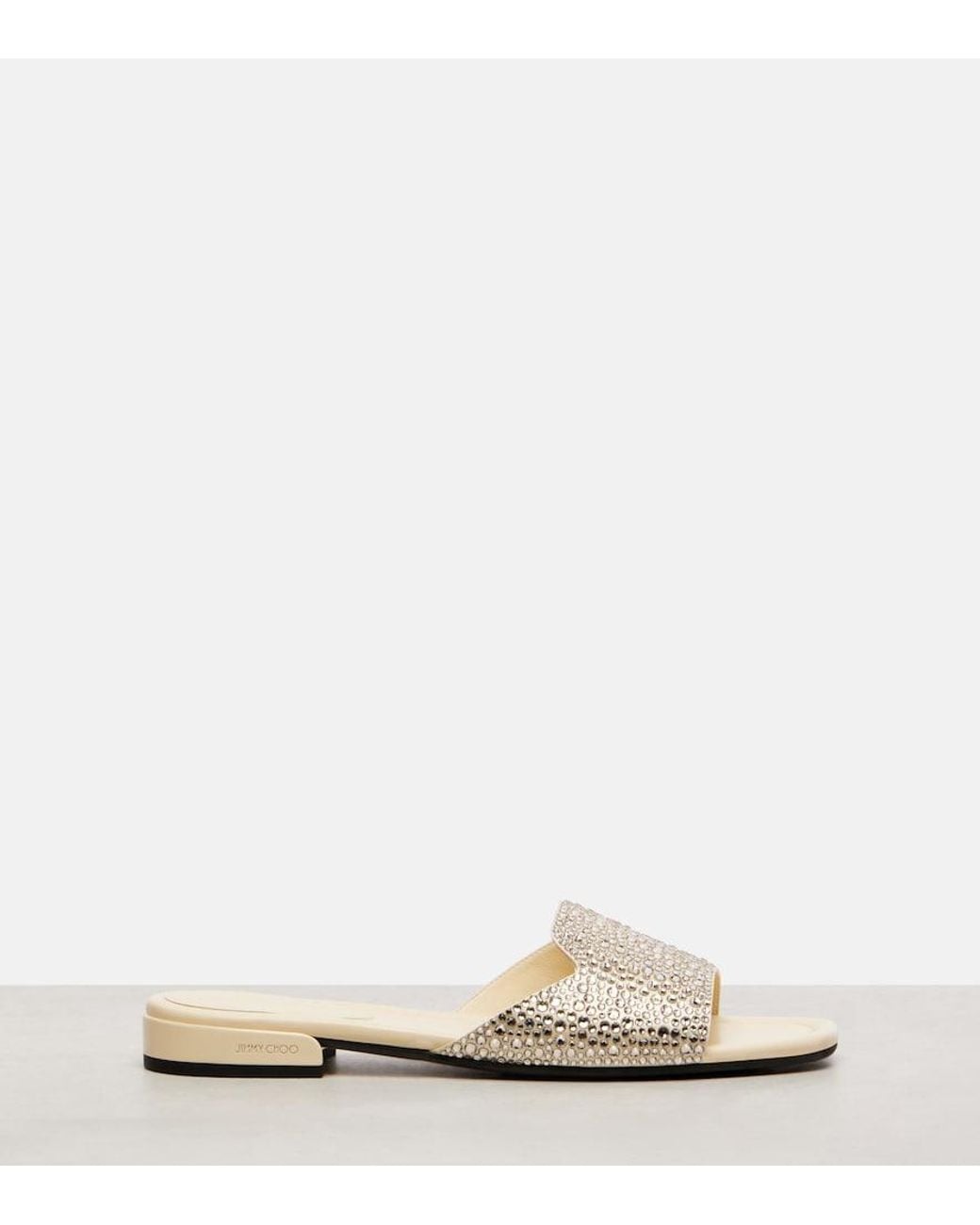 Jimmy Choo Natural Dina Embellished Satin Slides