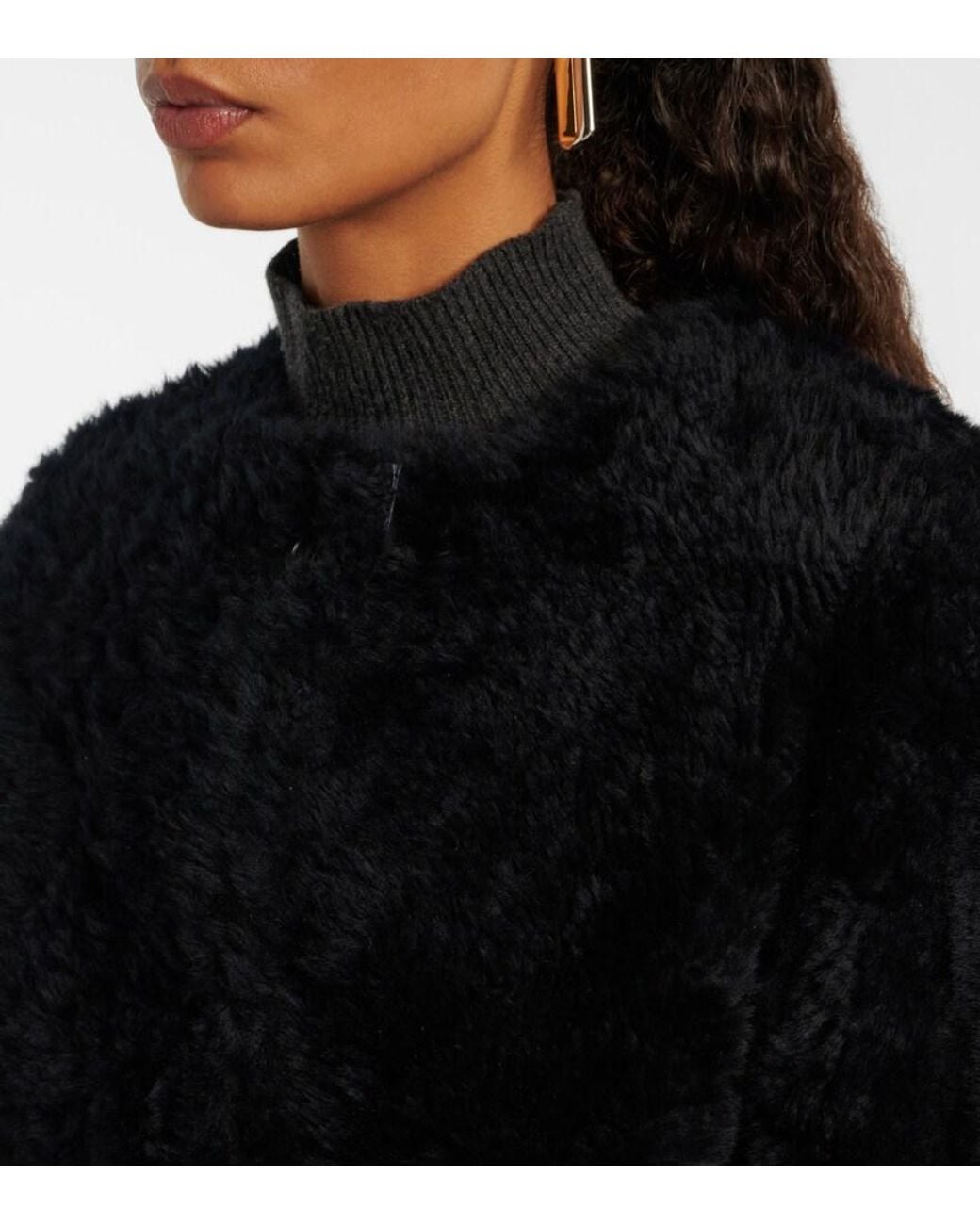 Joseph Black Tina Belted Shearling Coat