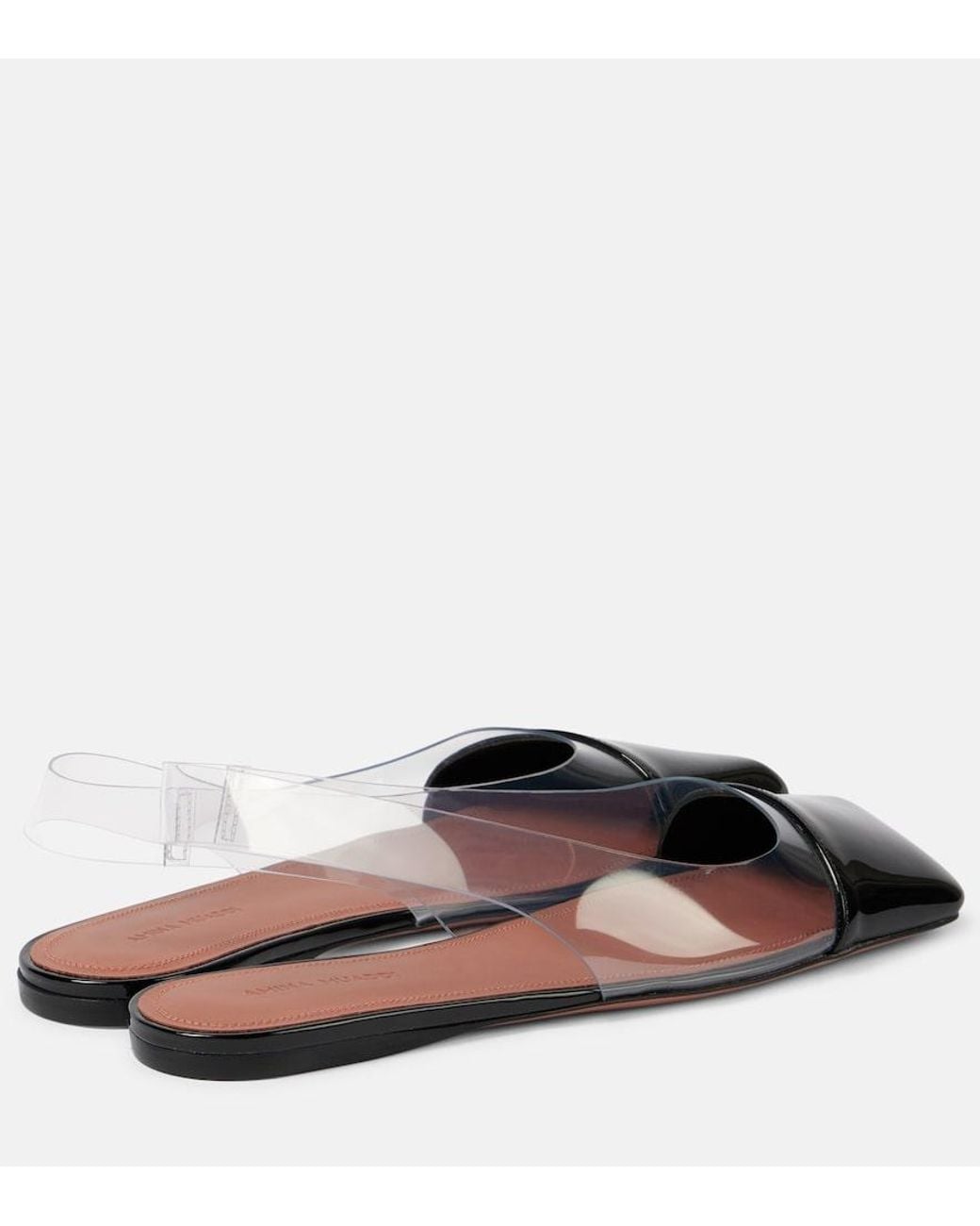 AMINA MUADDI Black Ane Glass Pvc And Patent Leather Slingback Flats