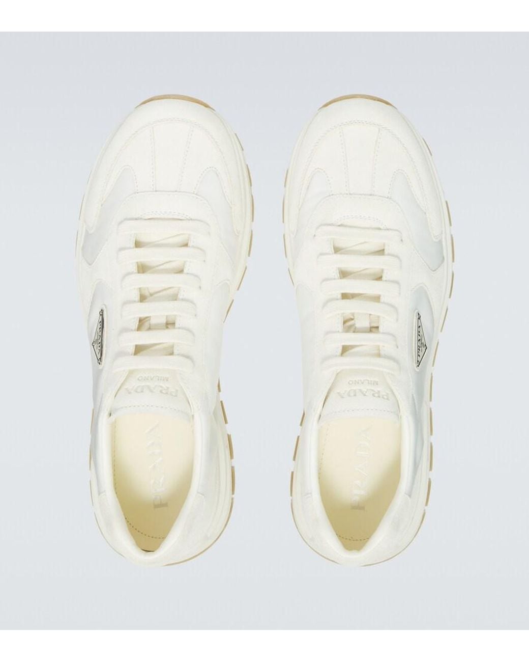 Prada White Prax Re-Nylon Suede-Trimmed Sneakers for men