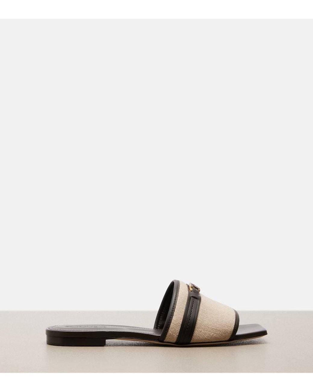 Tod's Brown Leather-Trimmed Raffia Slides
