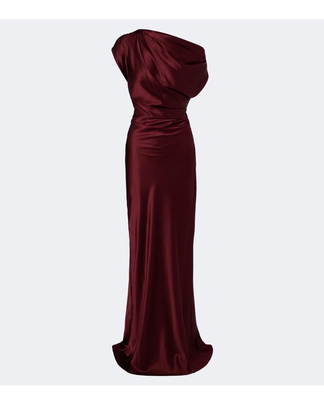 The Sei Red Draped Silk Satin Gown