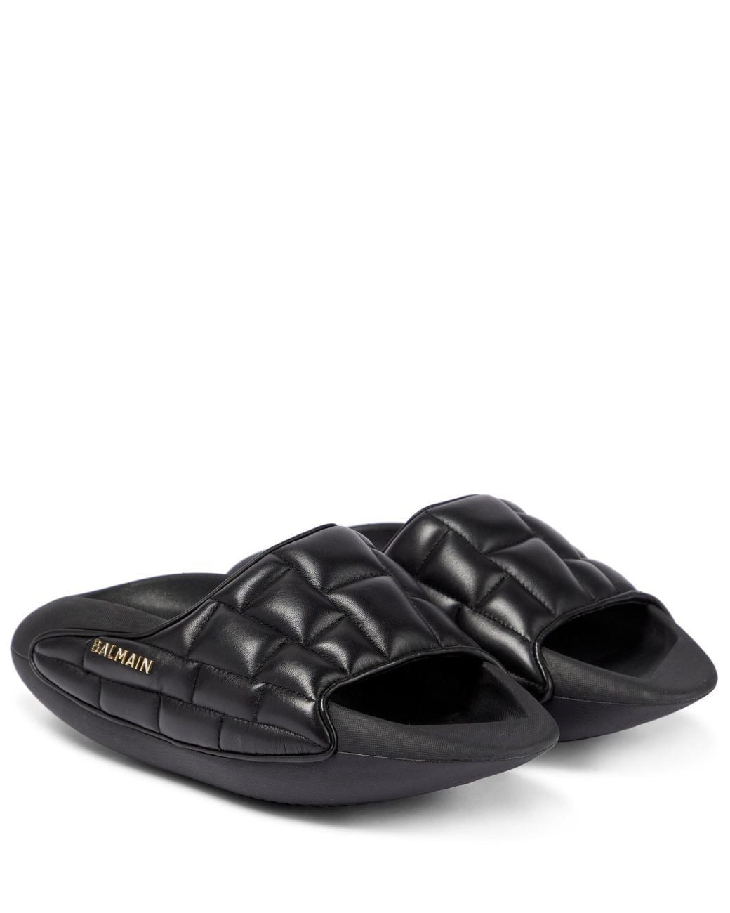 Balmain B-it Leather Platform Sandals in Black | Lyst
