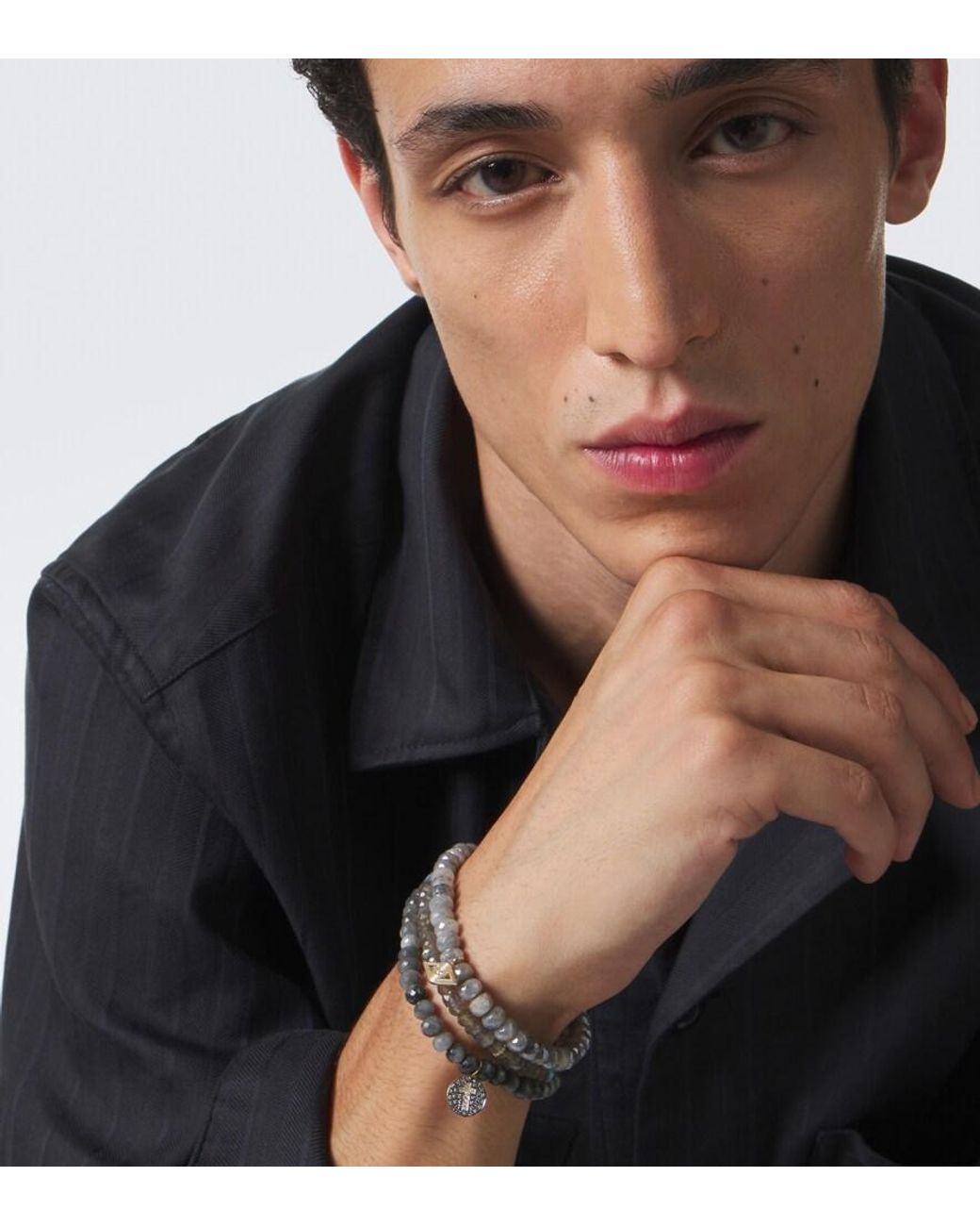 Sydney Evan White Set Of 3 14Kt Beaded Bracelets With Gemstones for men