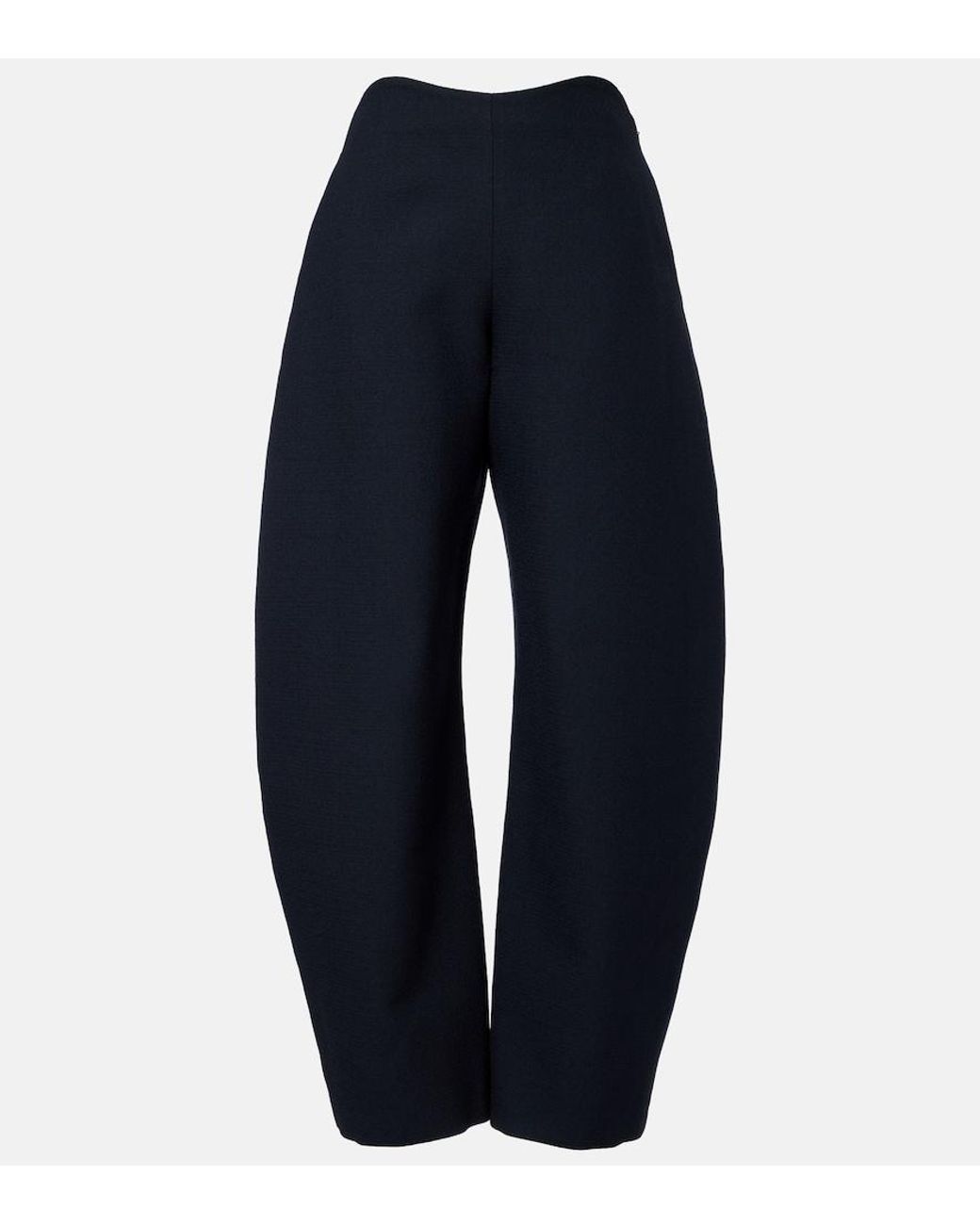 Alaïa Blue Wool Crepe Barrel-Leg Pants