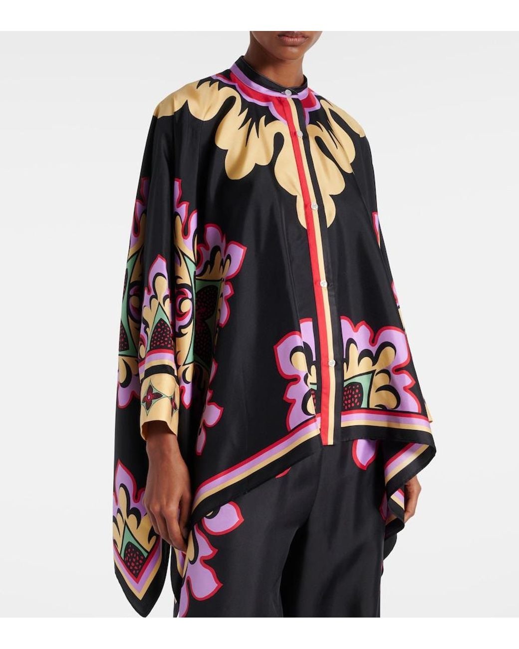 LaDoubleJ Black Foulard Printed Silk Blouse