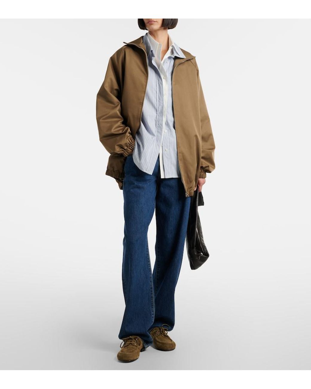 SLVRLAKE Denim Blue Tess Long Low-Rise Barrel-Leg Jeans