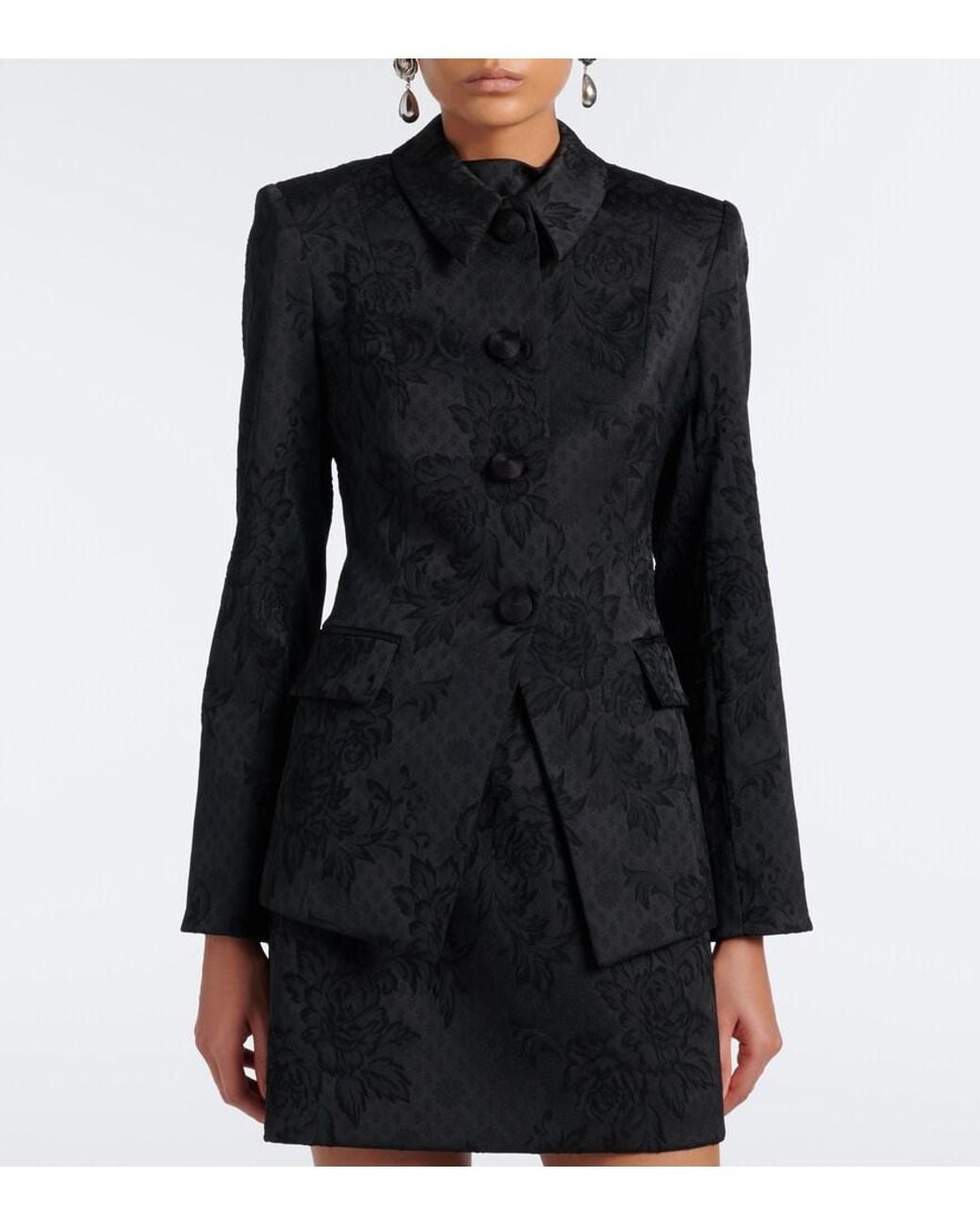 Veronica Beard Black Bodie Floral Jacquard Jacket