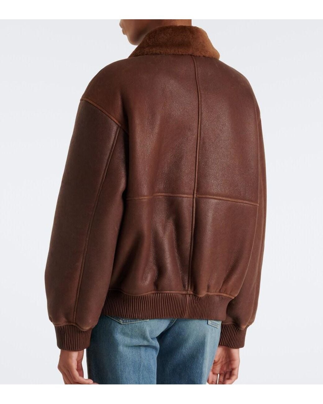 Arma Brown Riley Shearling-Trimmed Leather Jacket