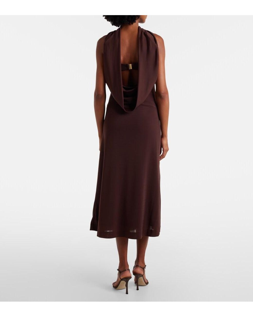 Rebecca Vallance Purple Isla Scarf-Detail Midi Dress