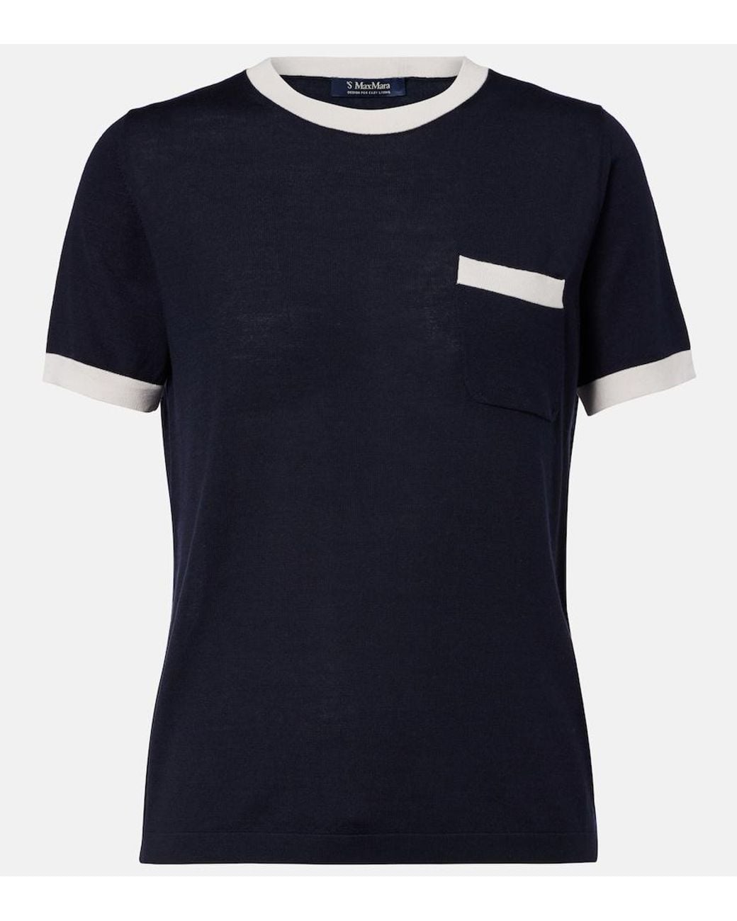 Max Mara Blue Egidio Virgin Wool Top