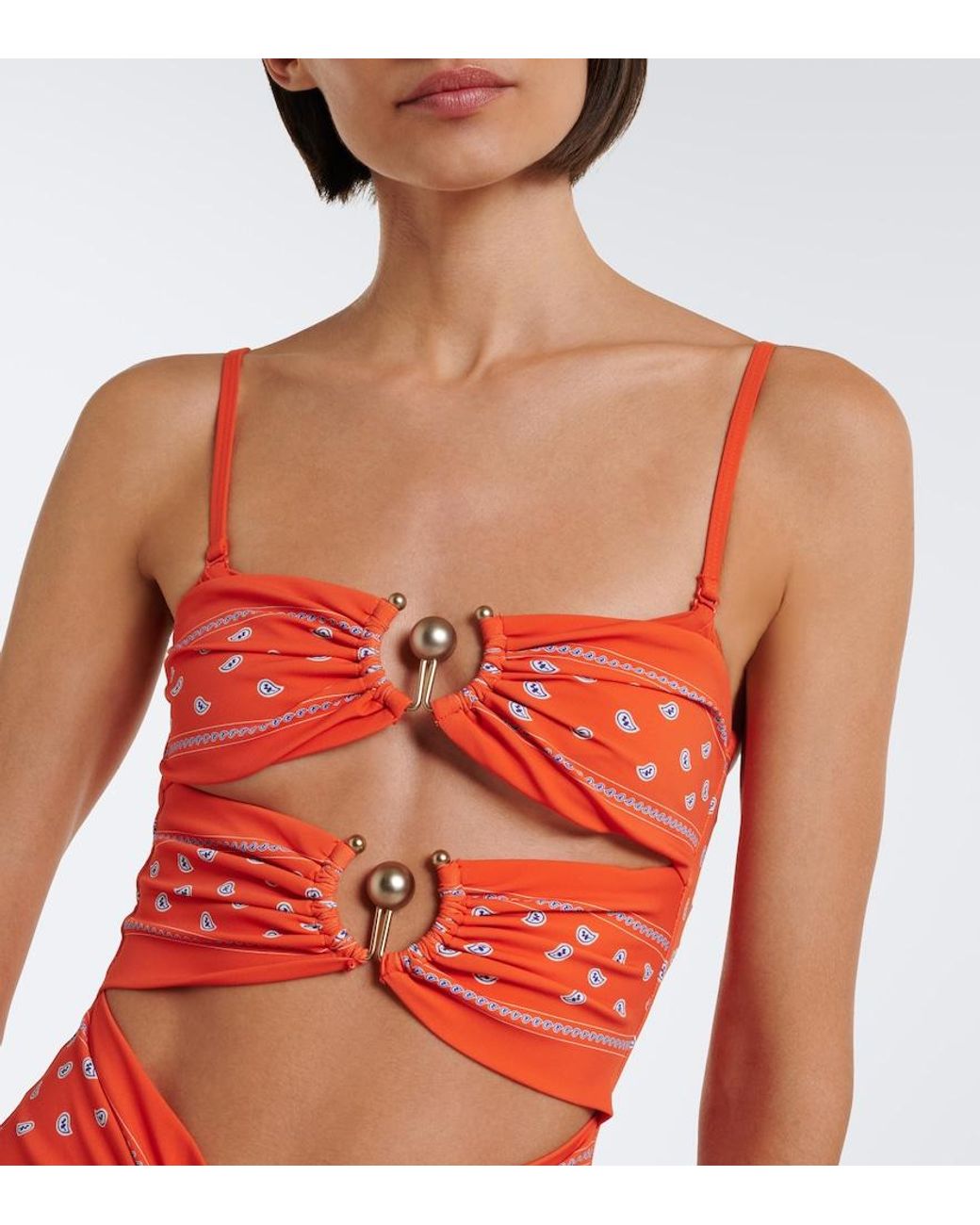 Christopher Esber Orange Orbit Bandana Cutout Minidress