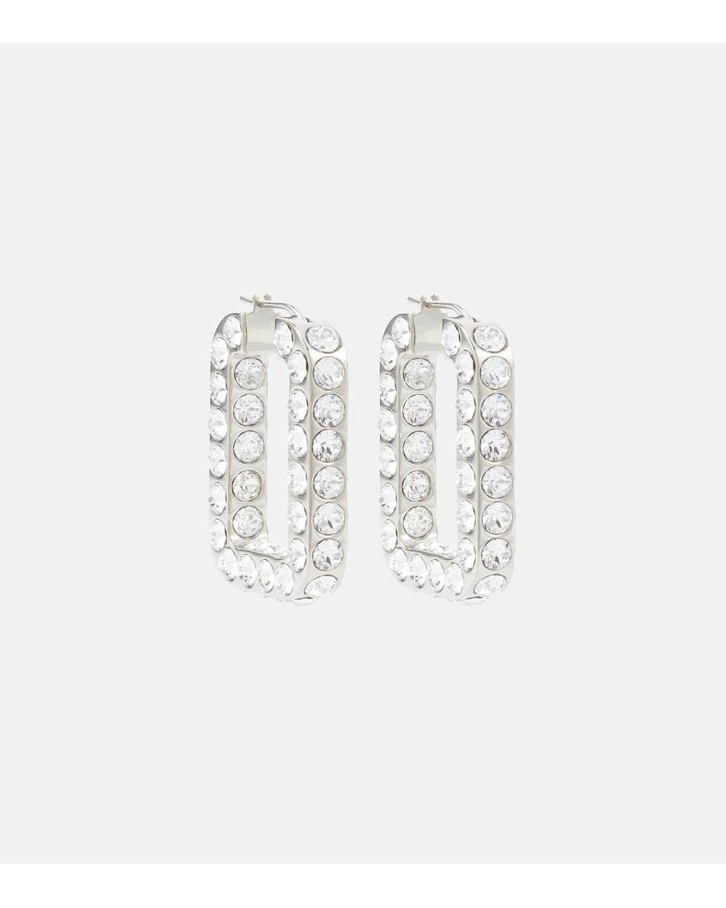 AMINA MUADDI White Charlotte Embellished Hoop Earrings
