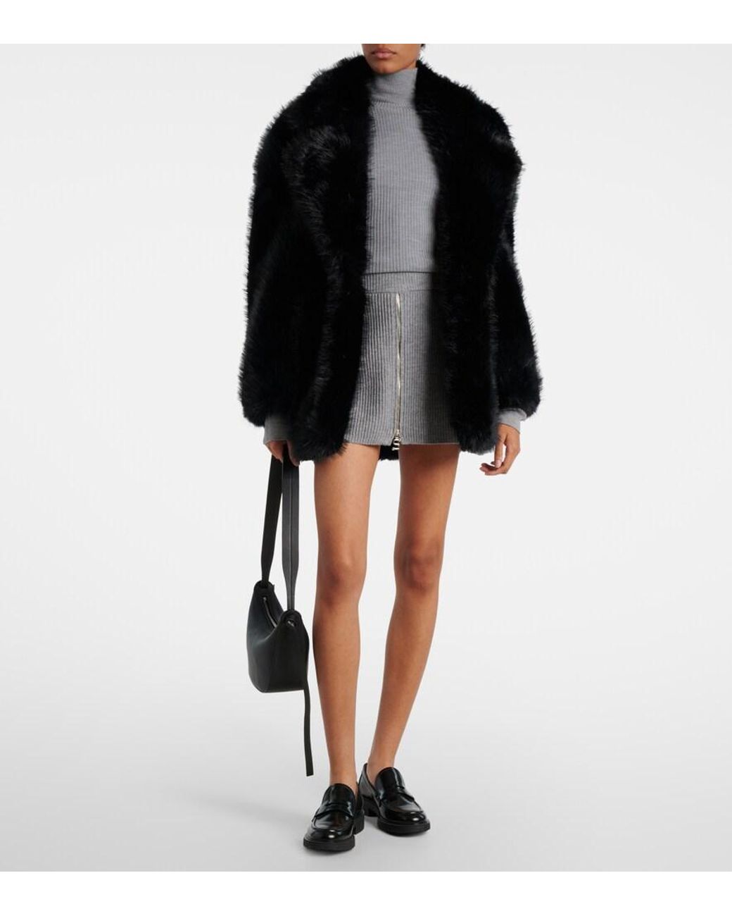 Sportmax Gray Refolo Wool And Cashmere Miniskirt
