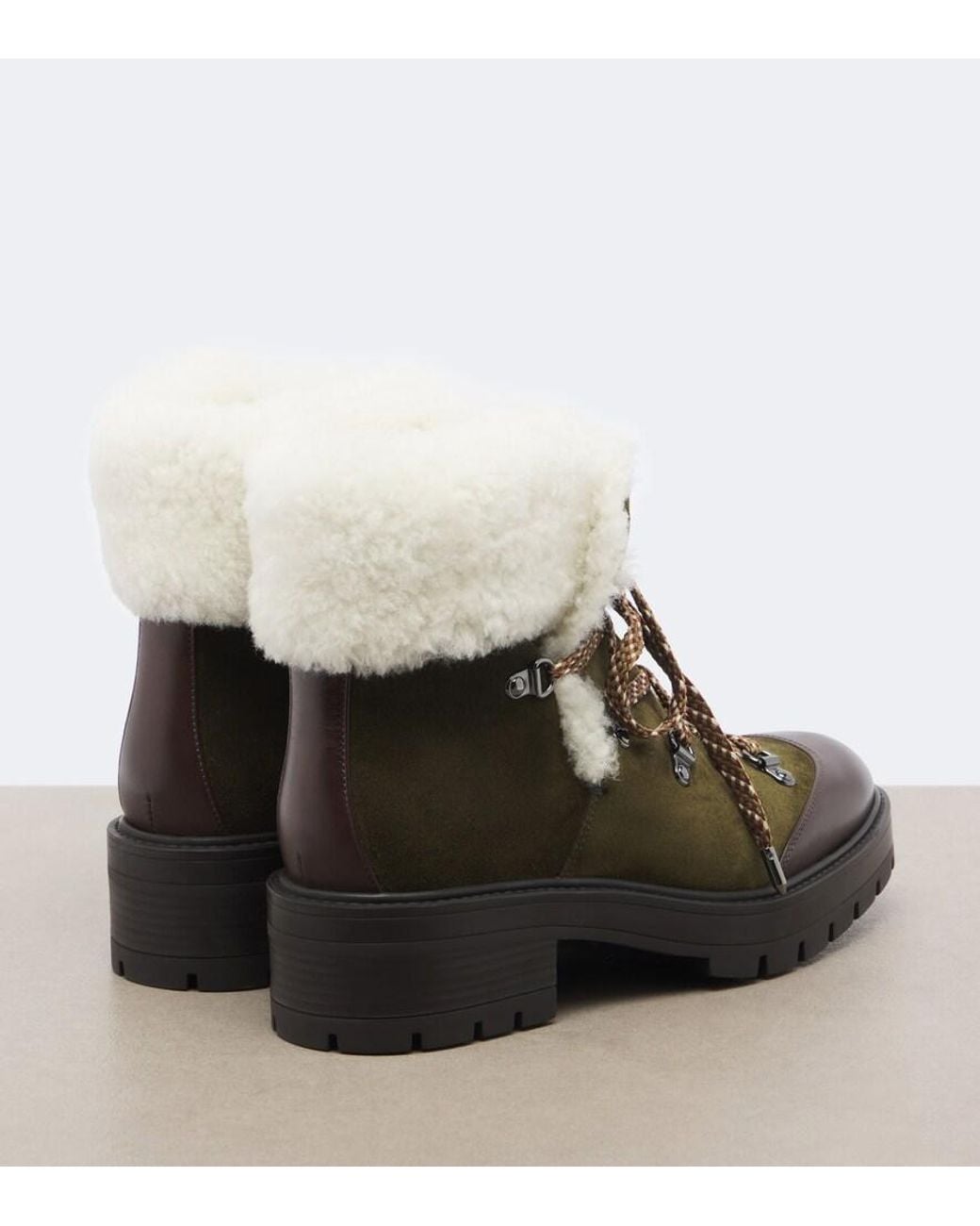 Aquazzura Brown Val Disere Suede Lace-Up Boots