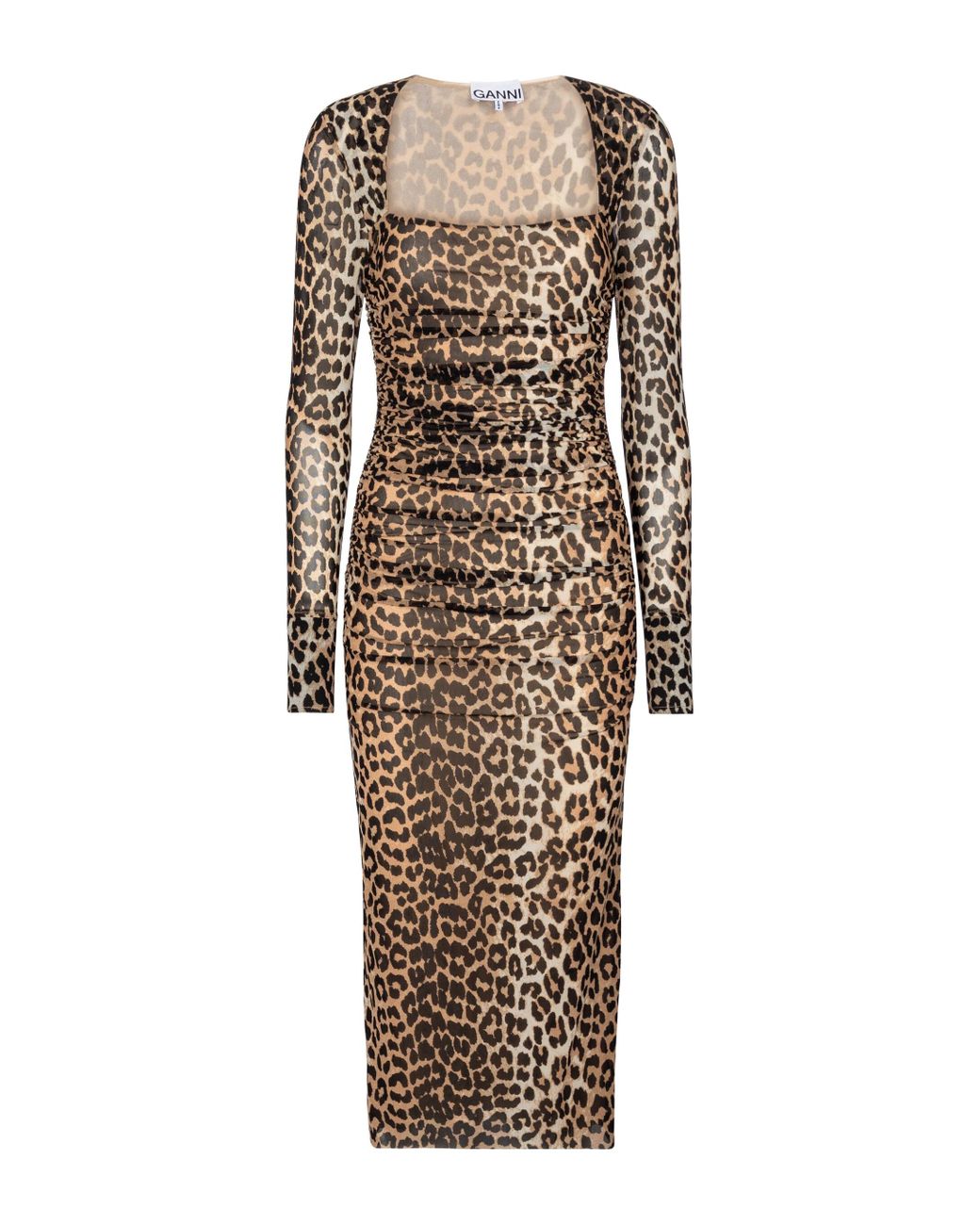 Ganni Leopard-print Maxi Dress - Lyst